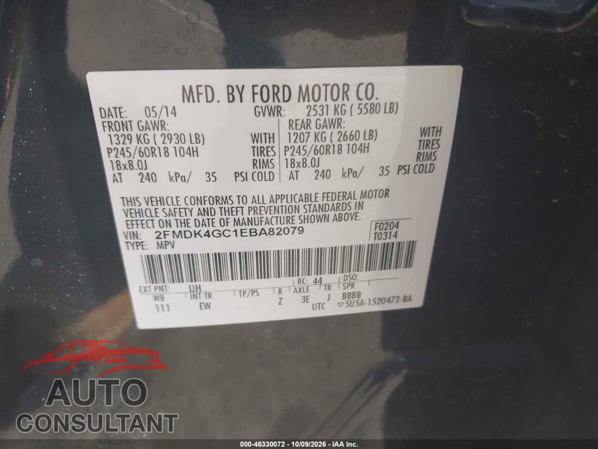FORD EDGE 2014 - 2FMDK4GC1EBA82079