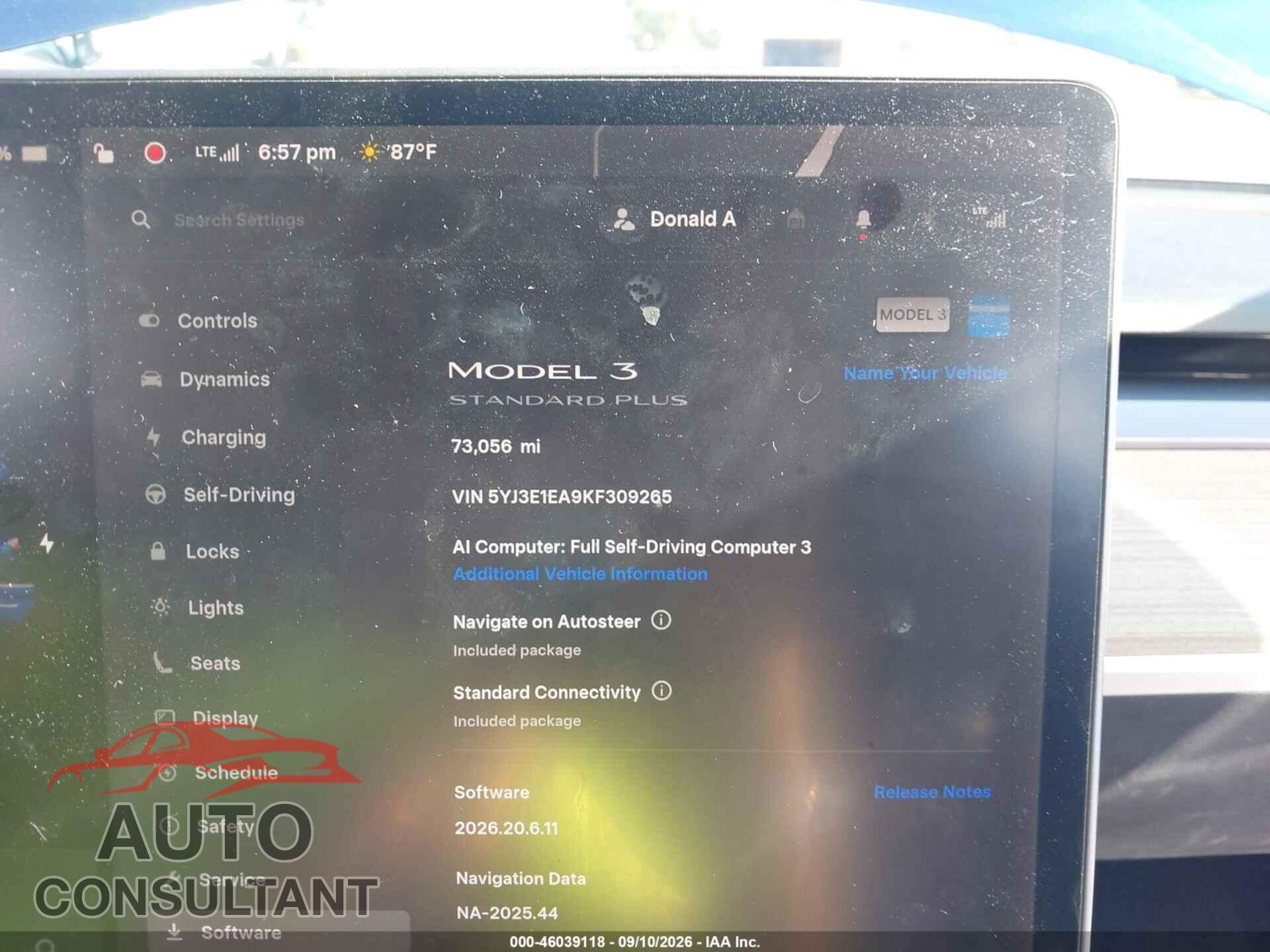 TESLA MODEL 3 2019 - 5YJ3E1EA9KF309265