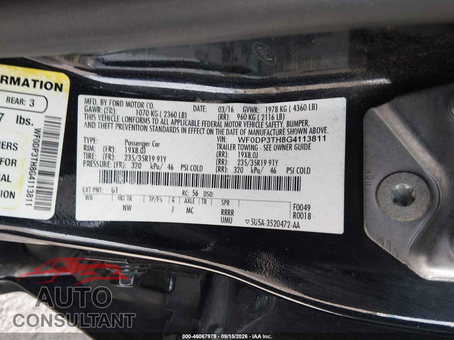 FORD FOCUS RS 2016 - WF0DP3TH8G4113811