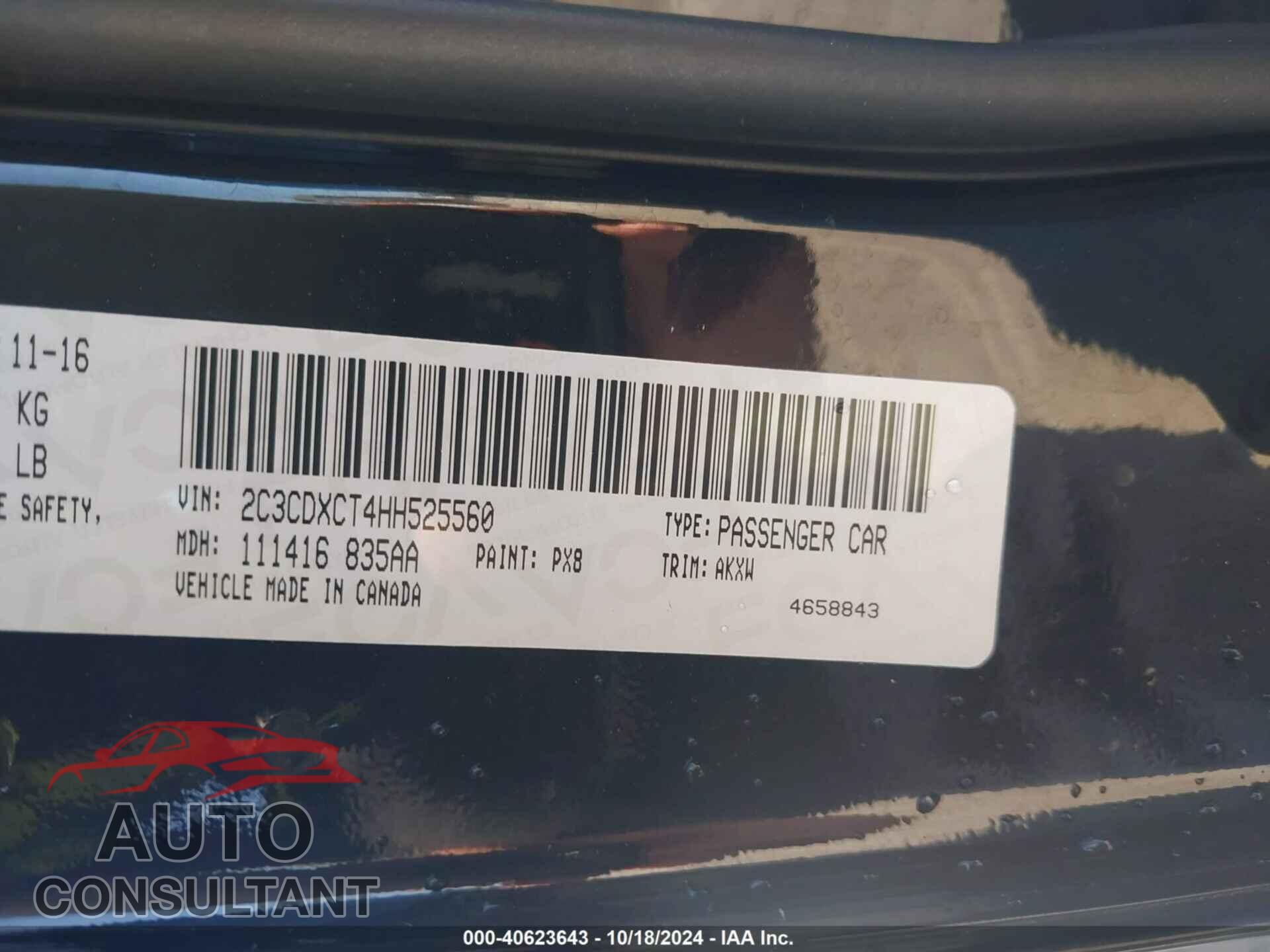 DODGE CHARGER 2017 - 2C3CDXCT4HH525560