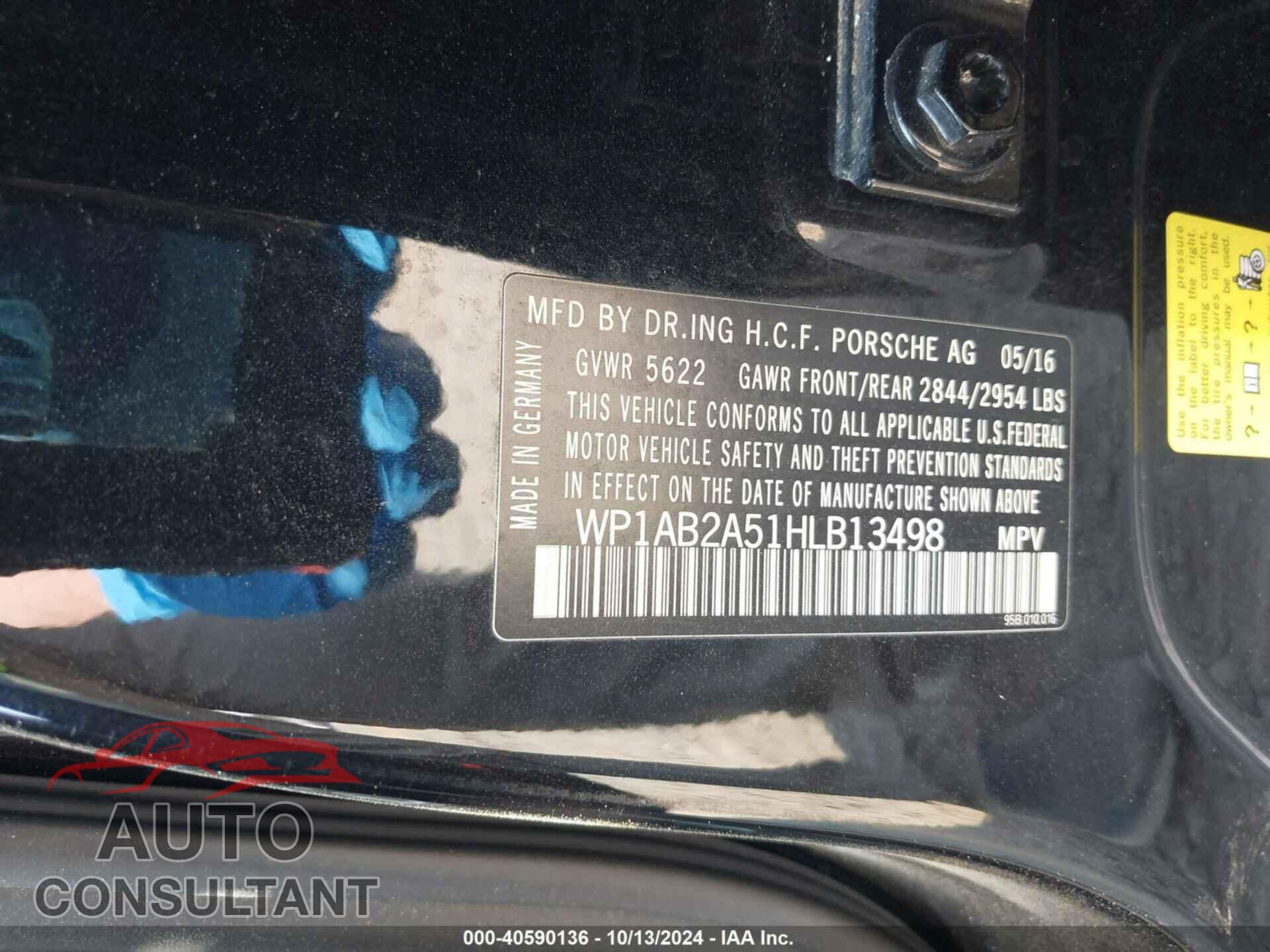 PORSCHE MACAN 2017 - WP1AB2A51HLB13498