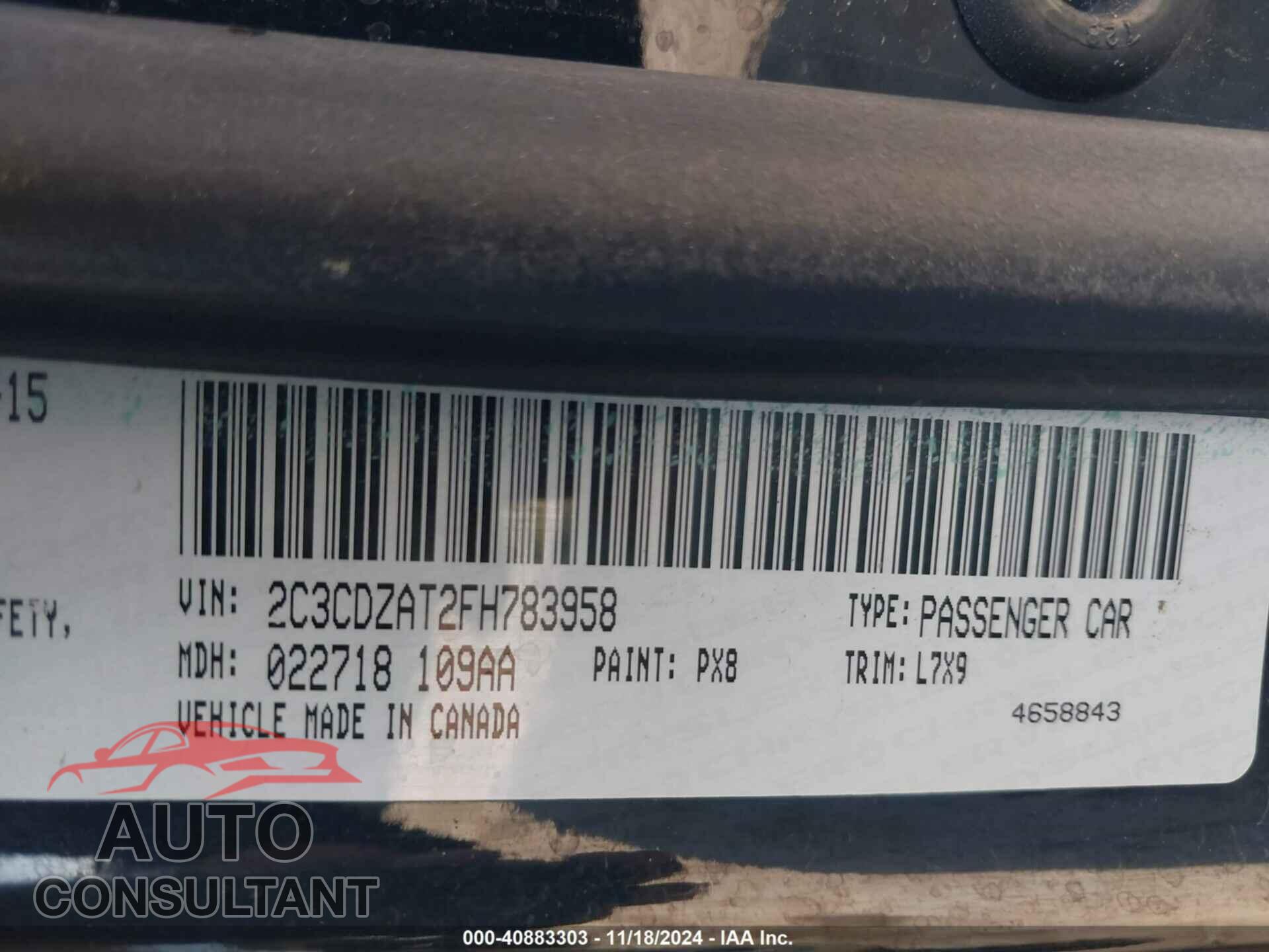 DODGE CHALLENGER 2015 - 2C3CDZAT2FH783958