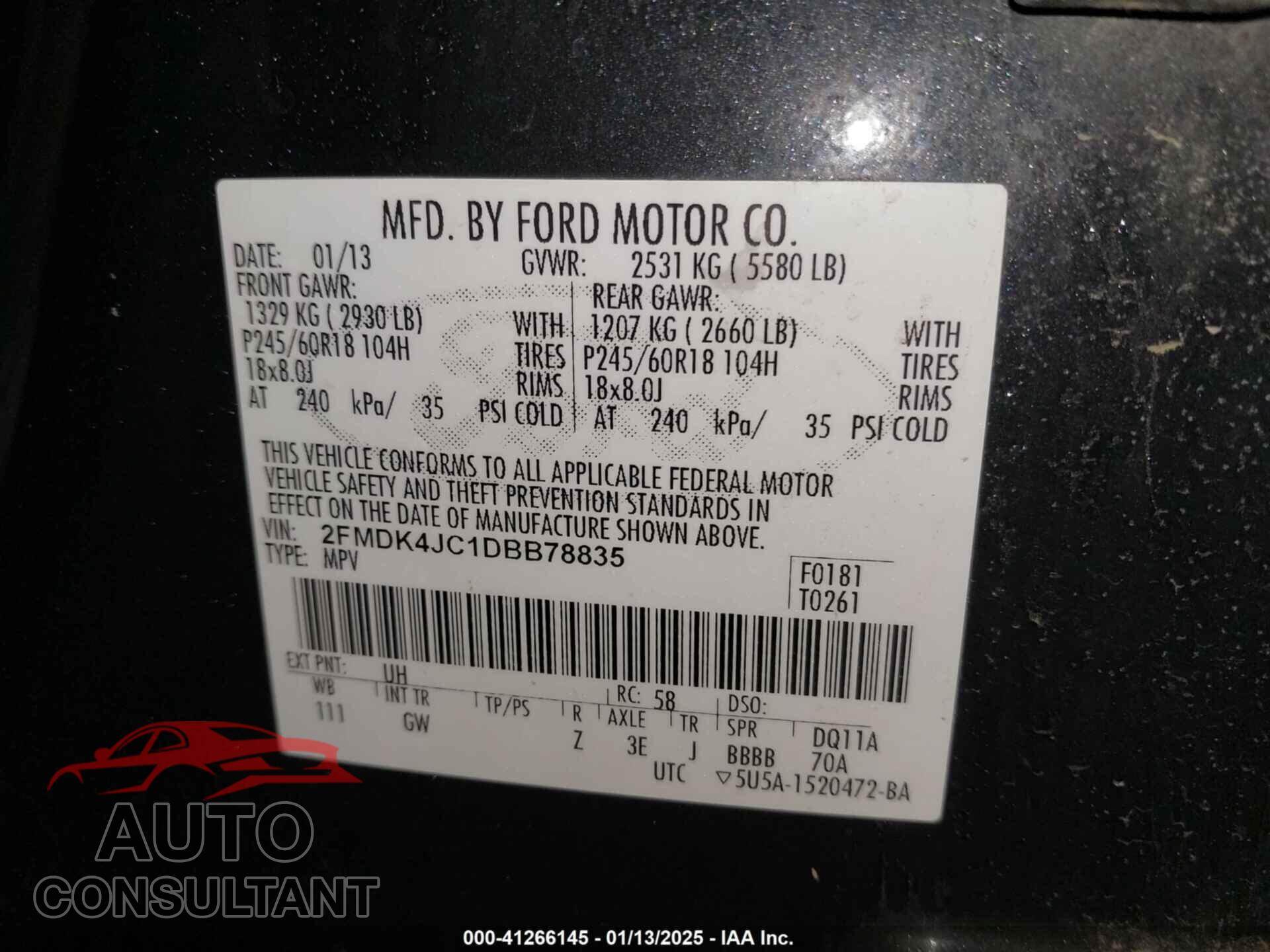FORD EDGE 2013 - 2FMDK4JC1DBB78835