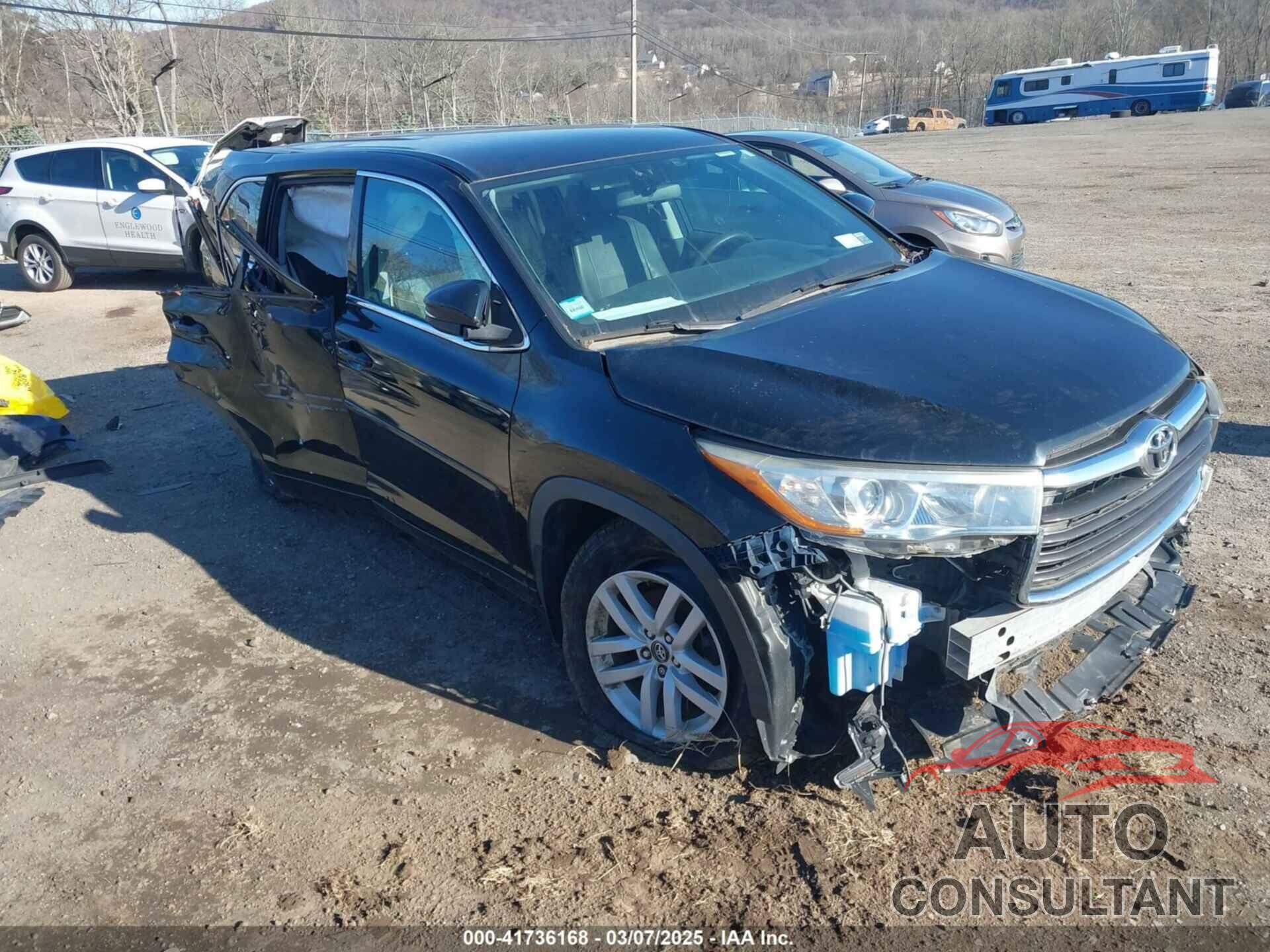 TOYOTA HIGHLANDER 2016 - 5TDBKRFH5GS274290