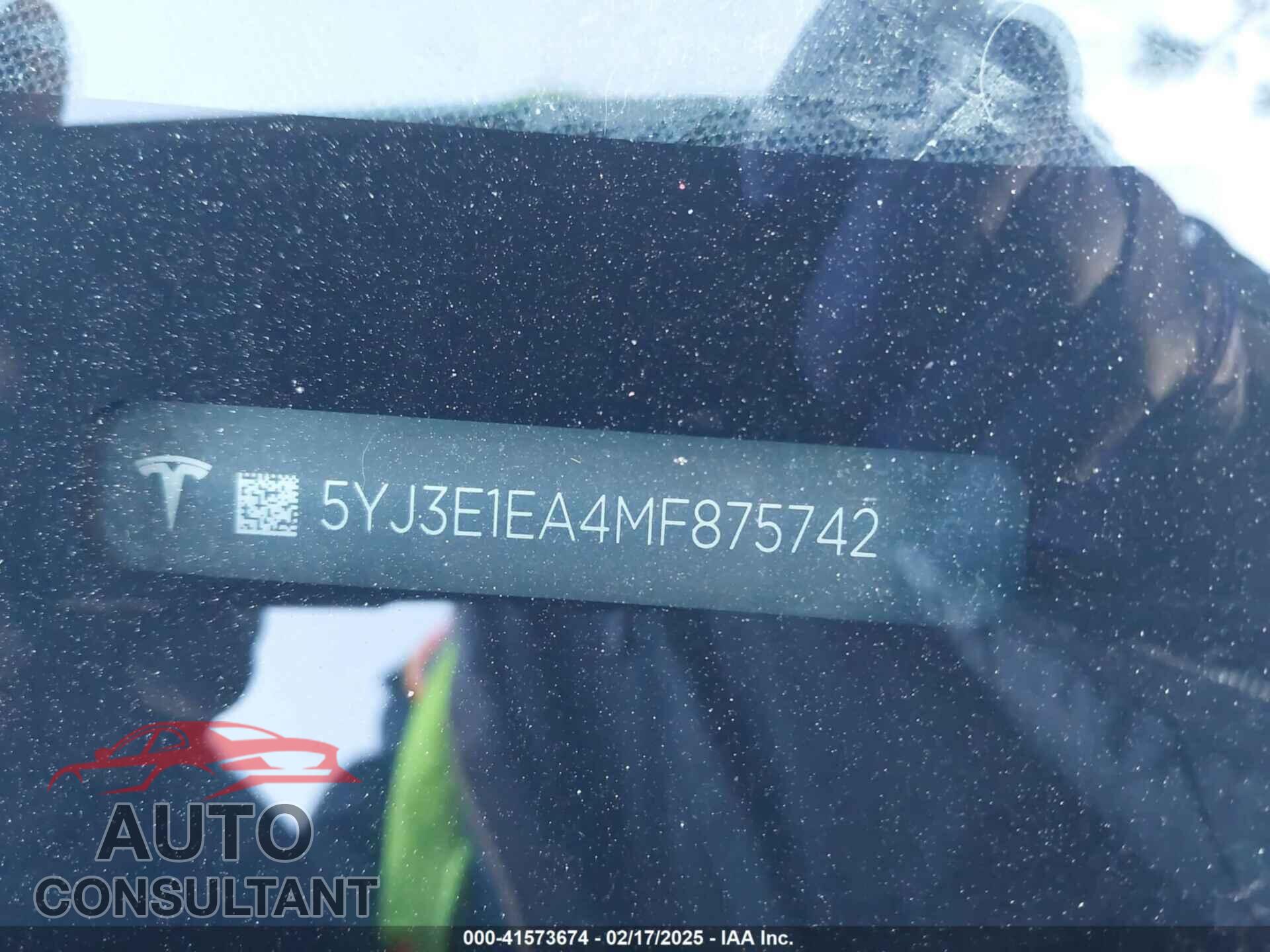 TESLA MODEL 3 2021 - 5YJ3E1EA4MF875742