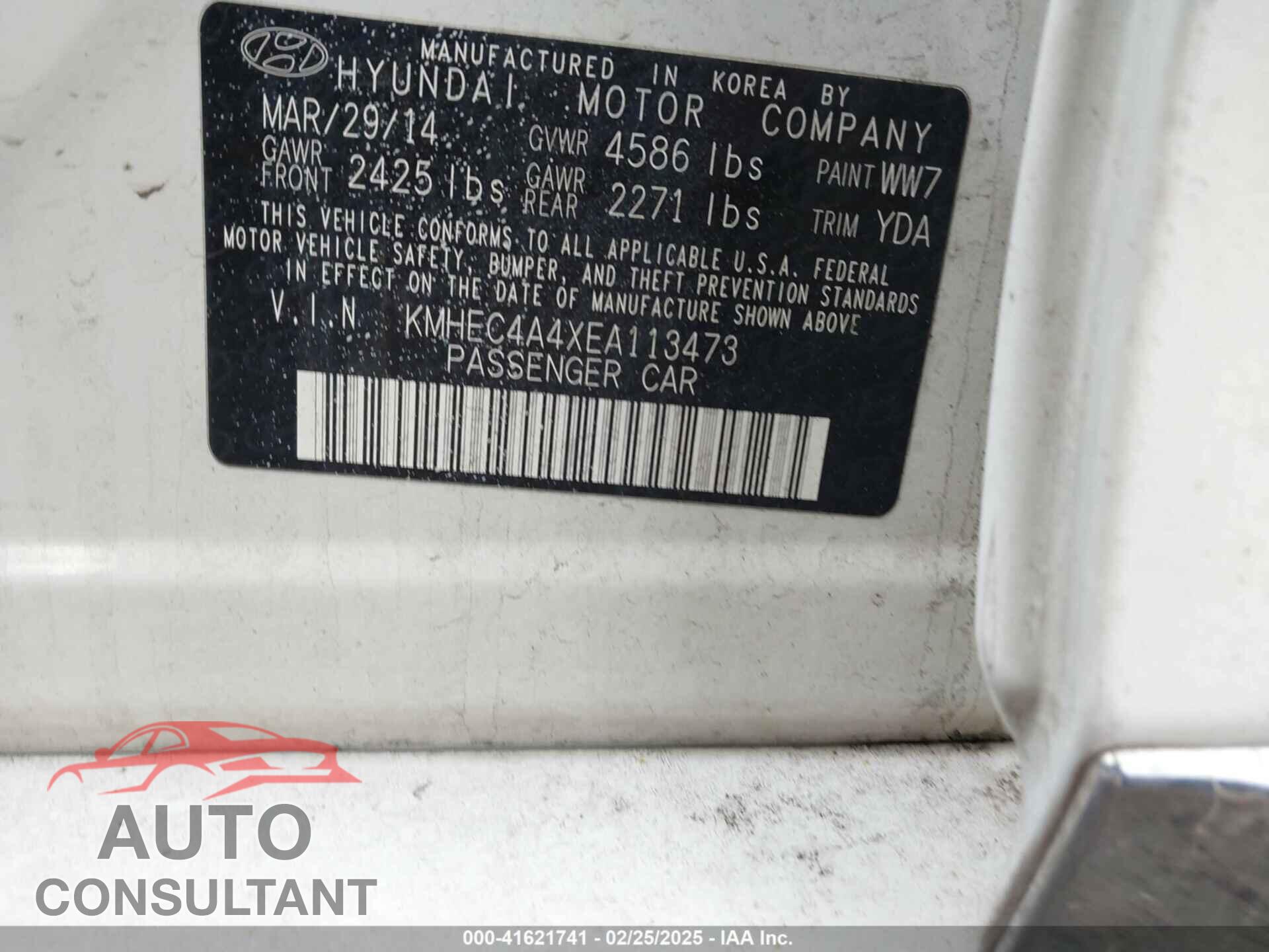 HYUNDAI SONATA HYBRID 2014 - KMHEC4A4XEA113473