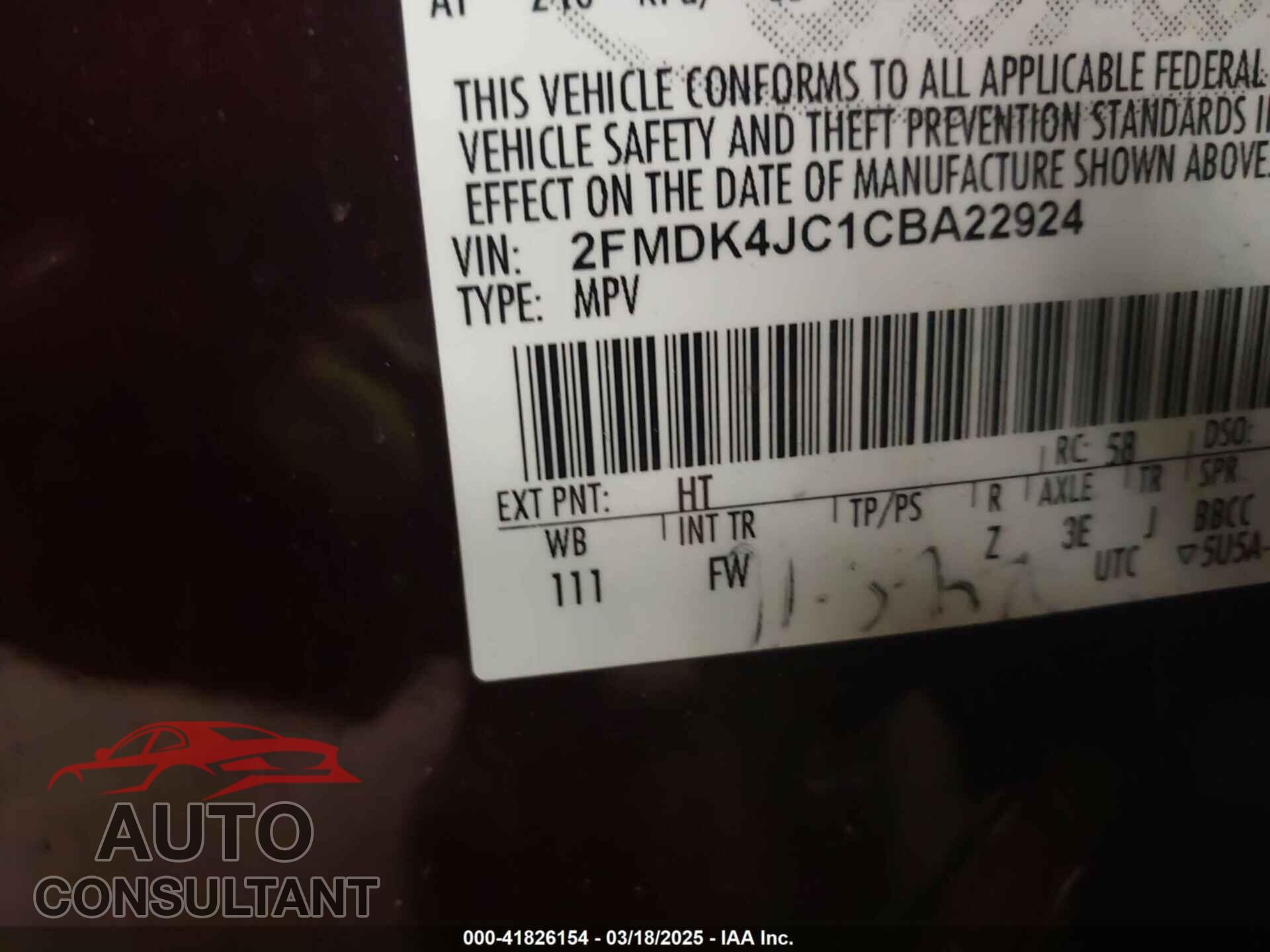 FORD EDGE 2012 - 2FMDK4JC1CBA22924