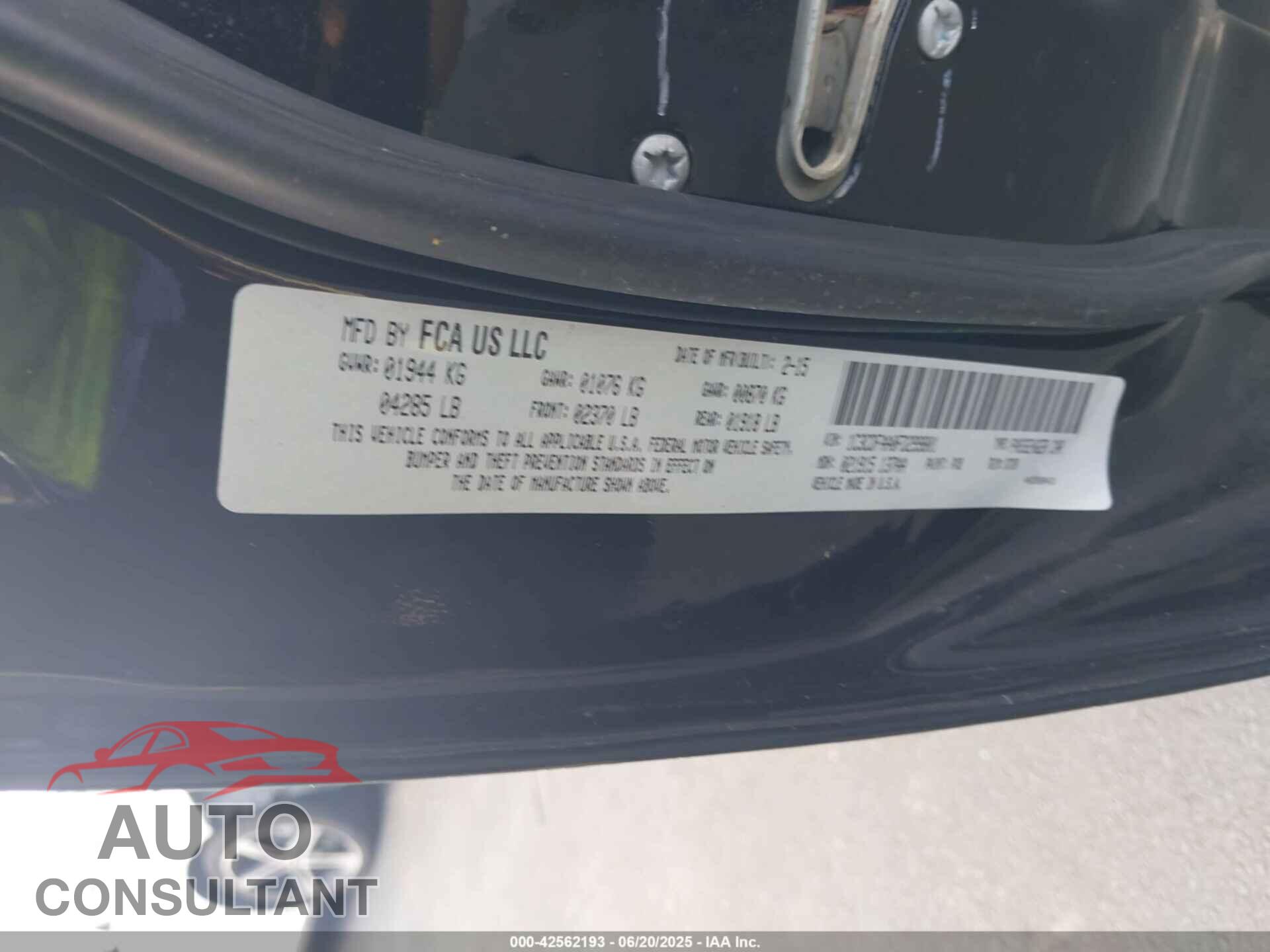 DODGE DART 2015 - 1C3CDFAA0FD299801