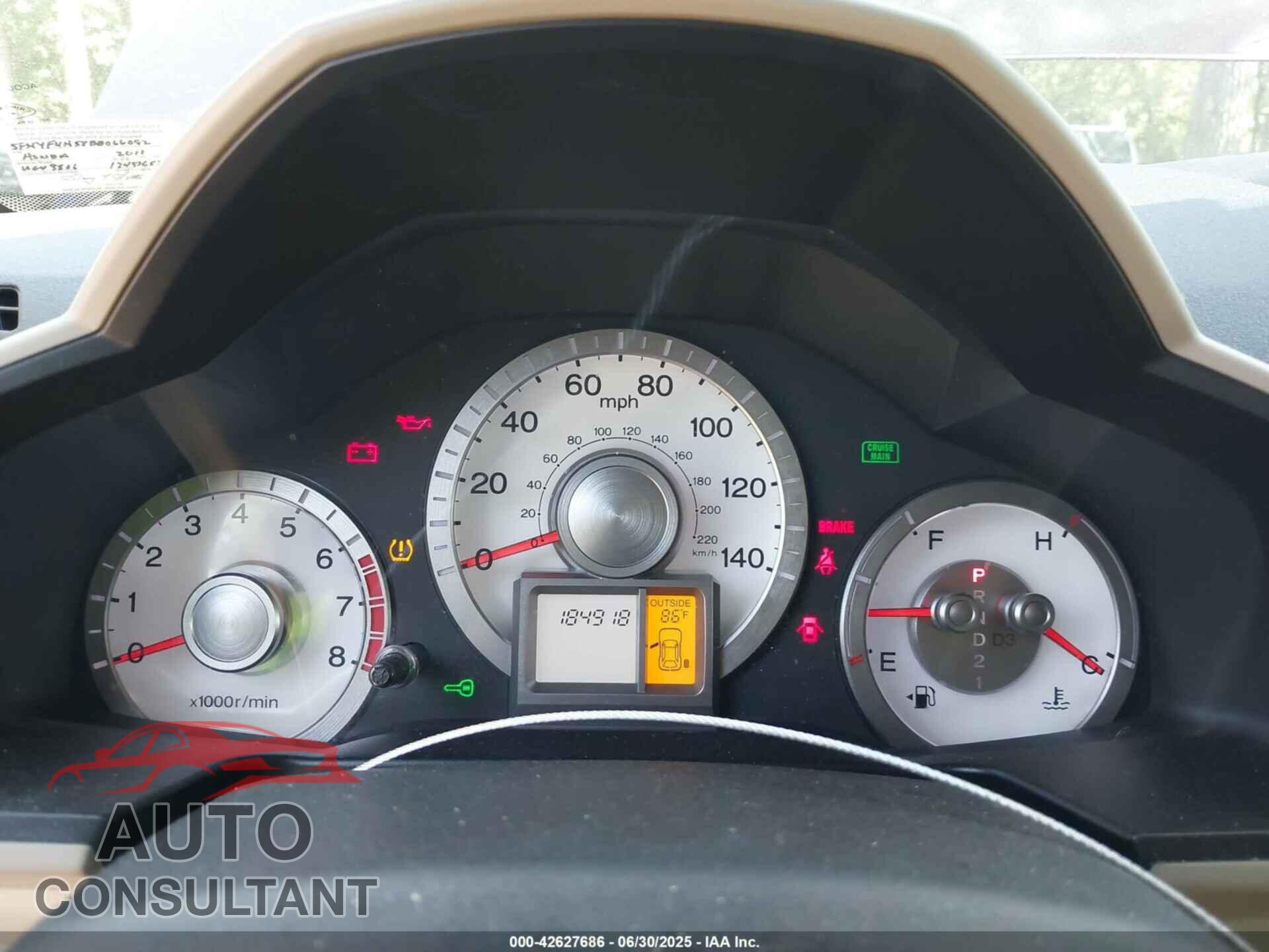 HONDA PILOT 2011 - 5FNYF4H58BB066082