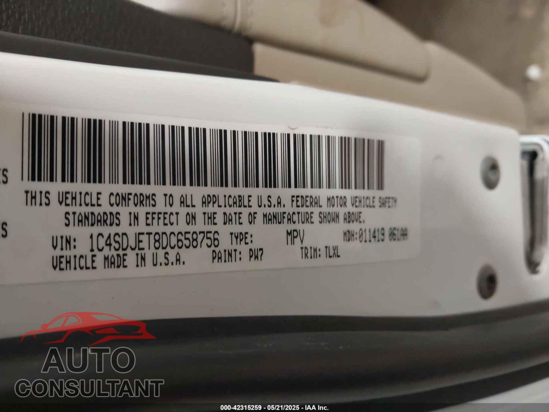 DODGE DURANGO 2013 - 1C4SDJET8DC658756