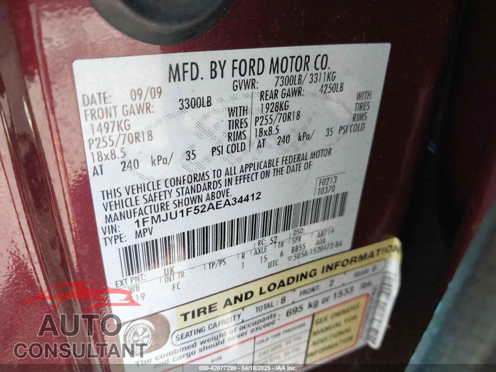 FORD EXPEDITION 2010 - 1FMJU1F52AEA34412