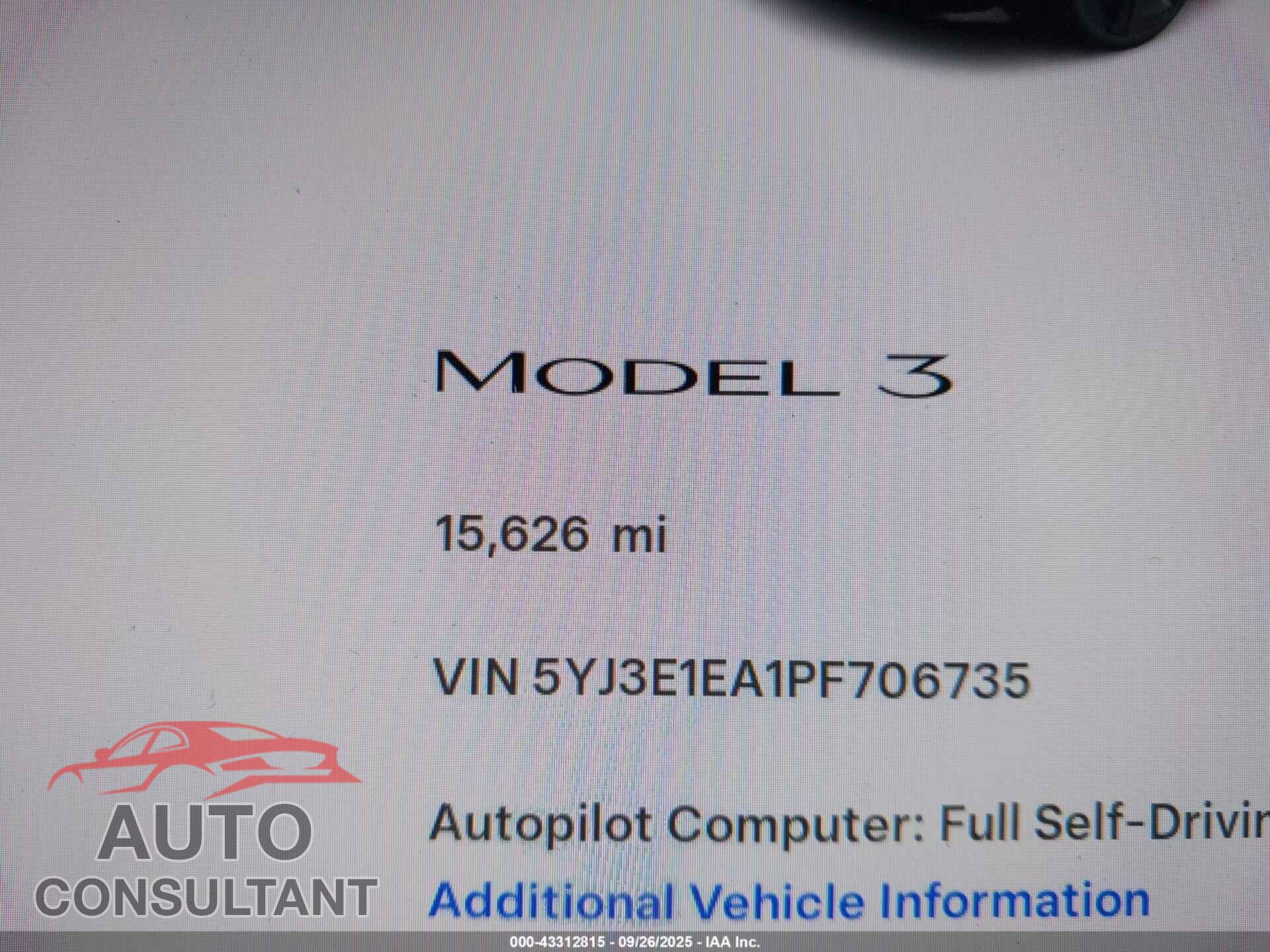 TESLA MODEL 3 2023 - 5YJ3E1EA1PF706735