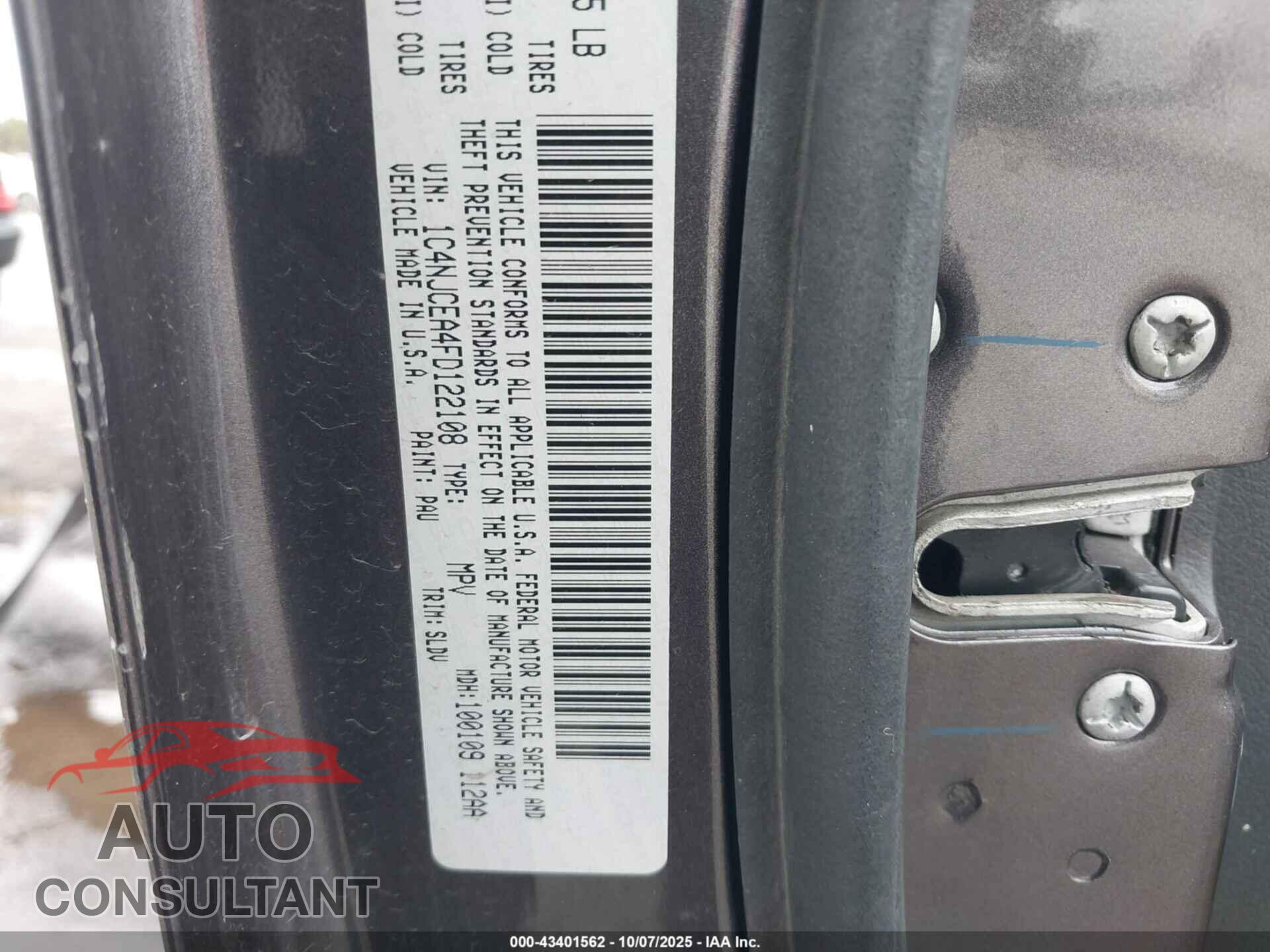 JEEP COMPASS 2015 - 1C4NJCEA4FD122108
