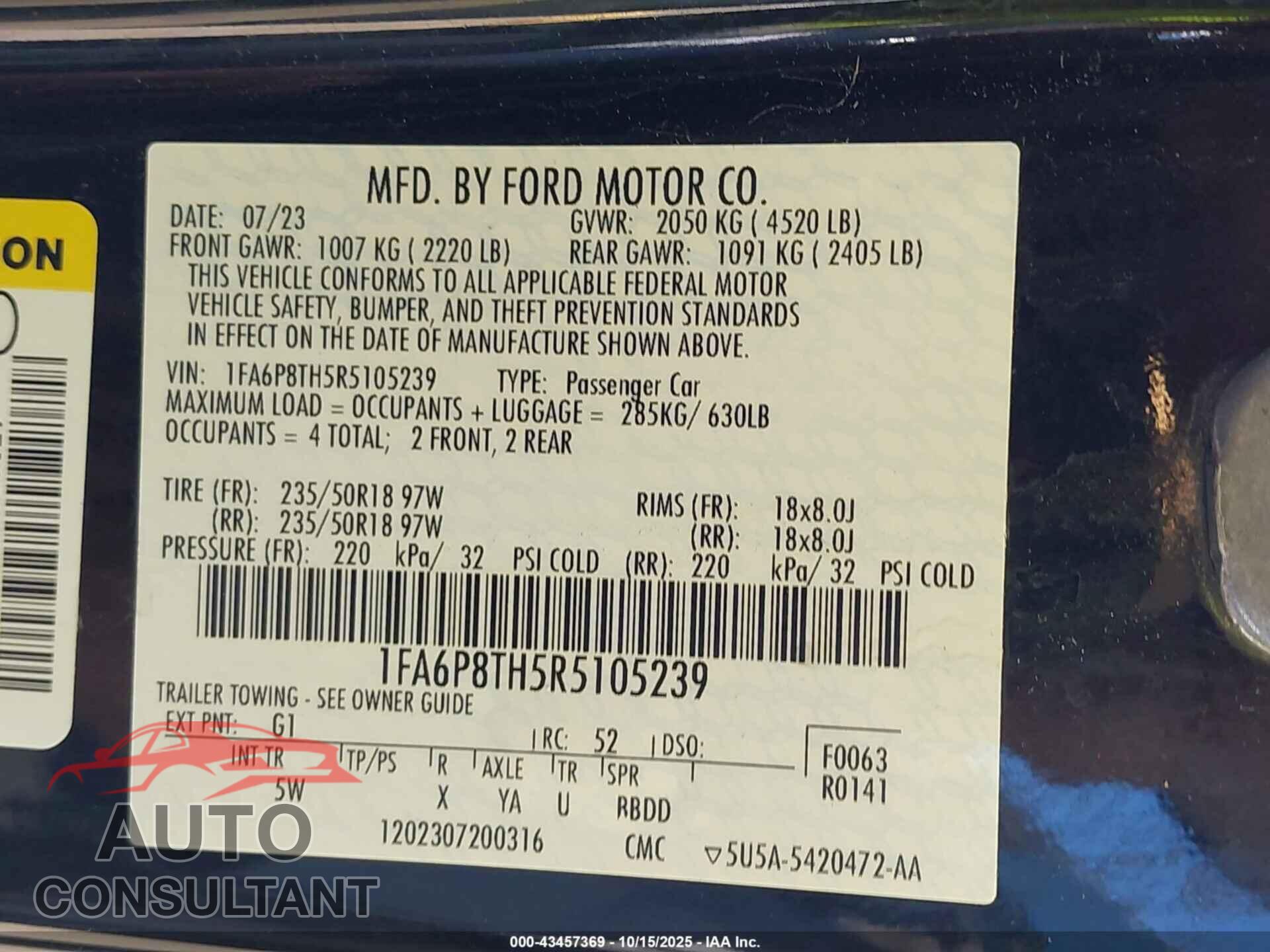 FORD MUSTANG 2024 - 1FA6P8TH5R5105239