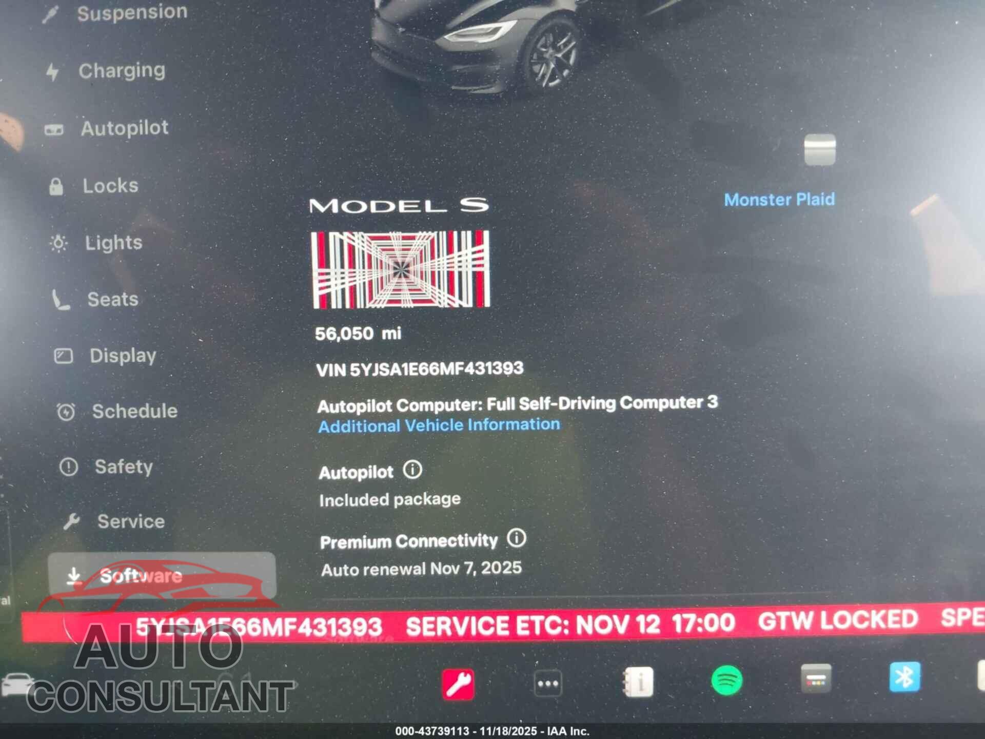 TESLA MODEL S 2021 - 5YJSA1E66MF431393
