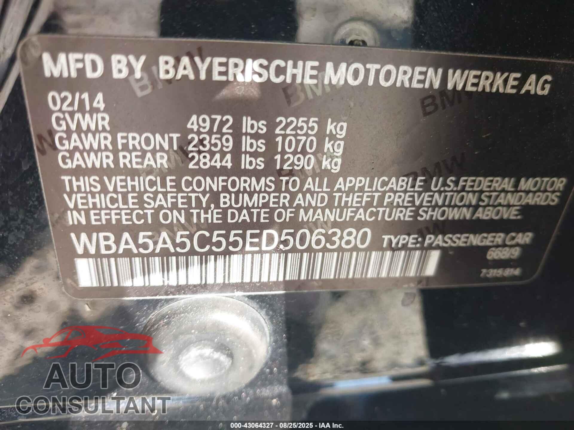 BMW 528I 2014 - WBA5A5C55ED506380