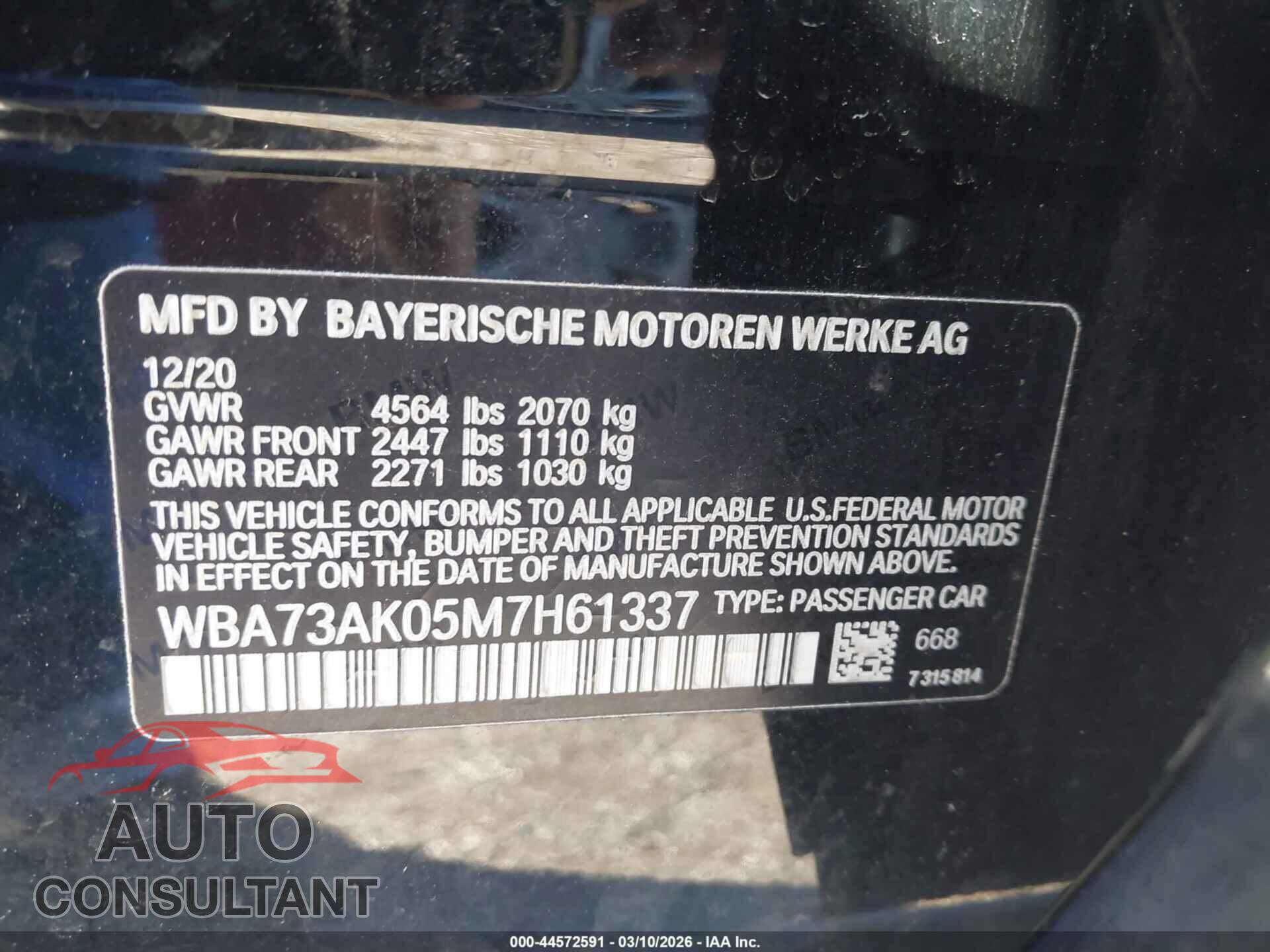 BMW 228I GRAN COUPE 2021 - WBA73AK05M7H61337