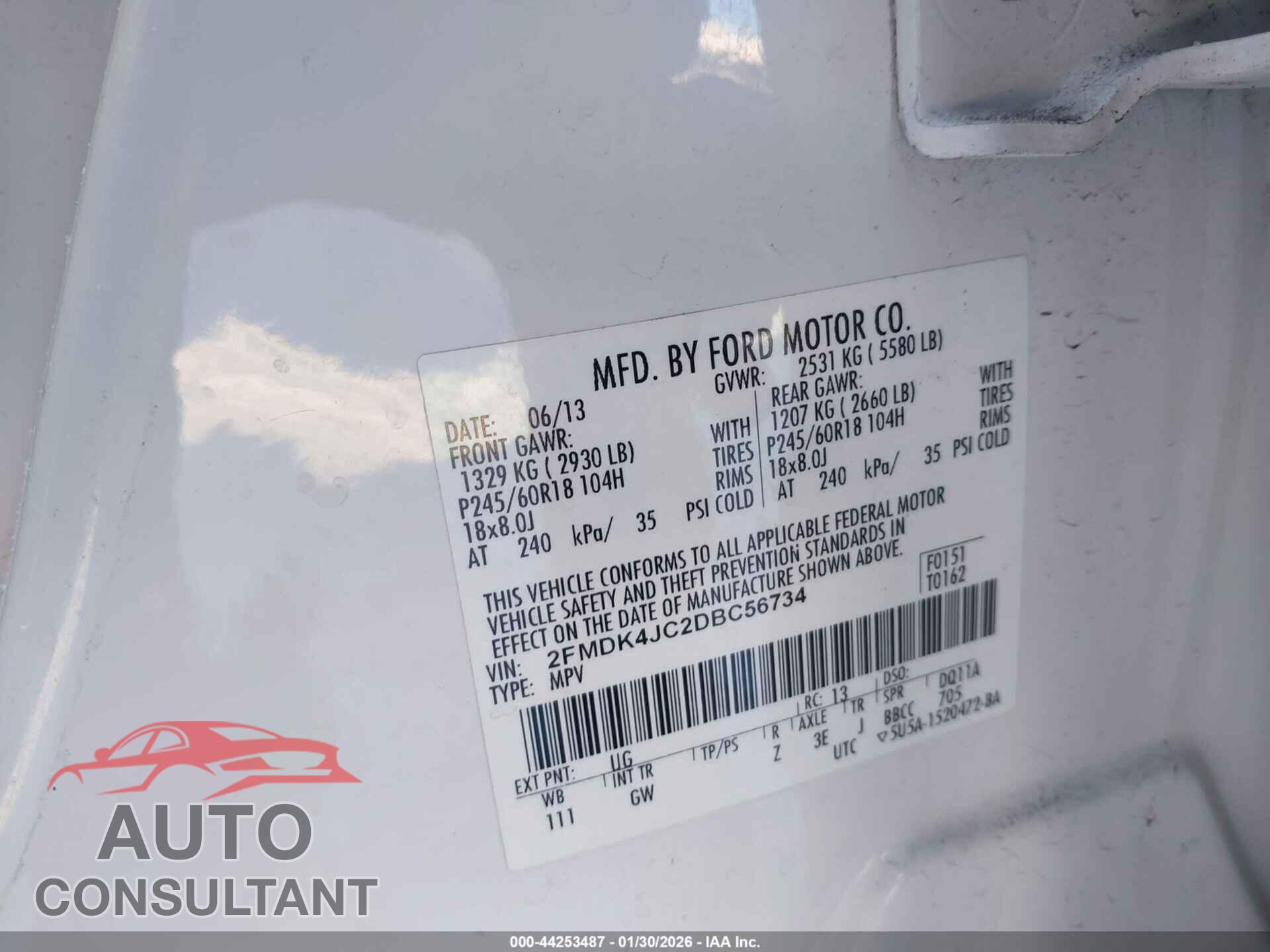 FORD EDGE 2013 - 2FMDK4JC2DBC56734