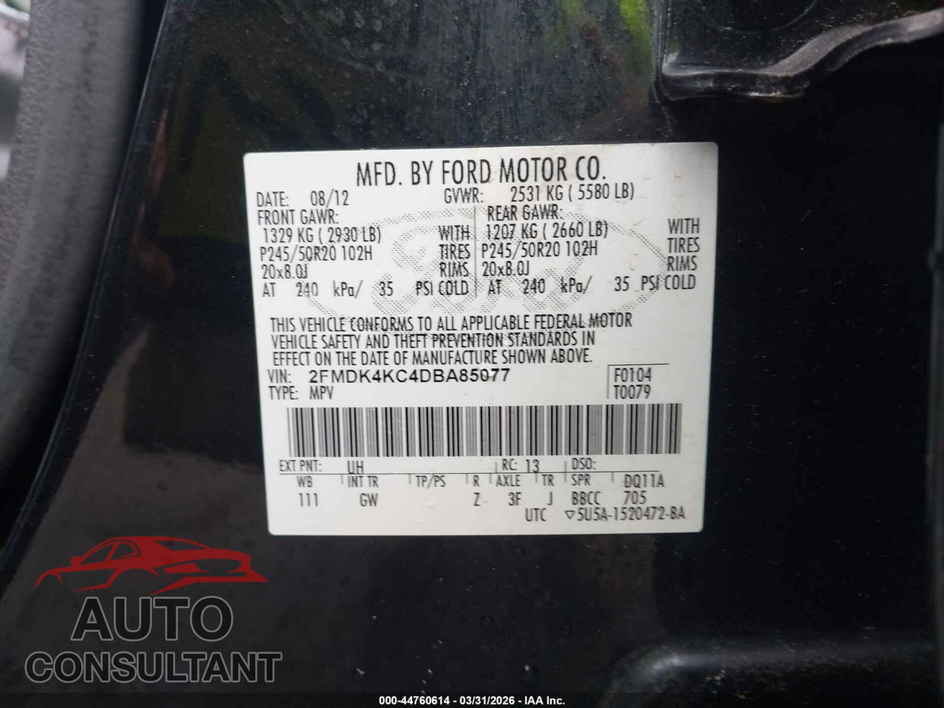 FORD EDGE 2013 - 2FMDK4KC4DBA85077