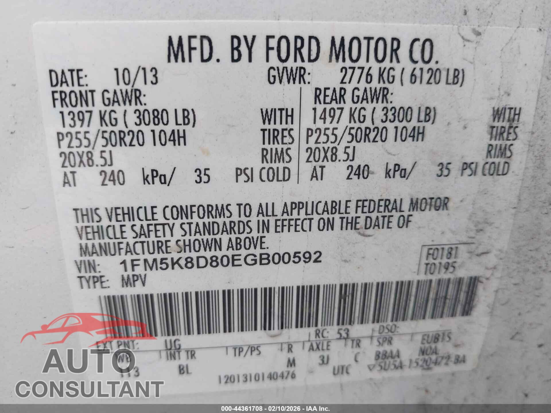 FORD EXPLORER 2014 - 1FM5K8D80EGB00592