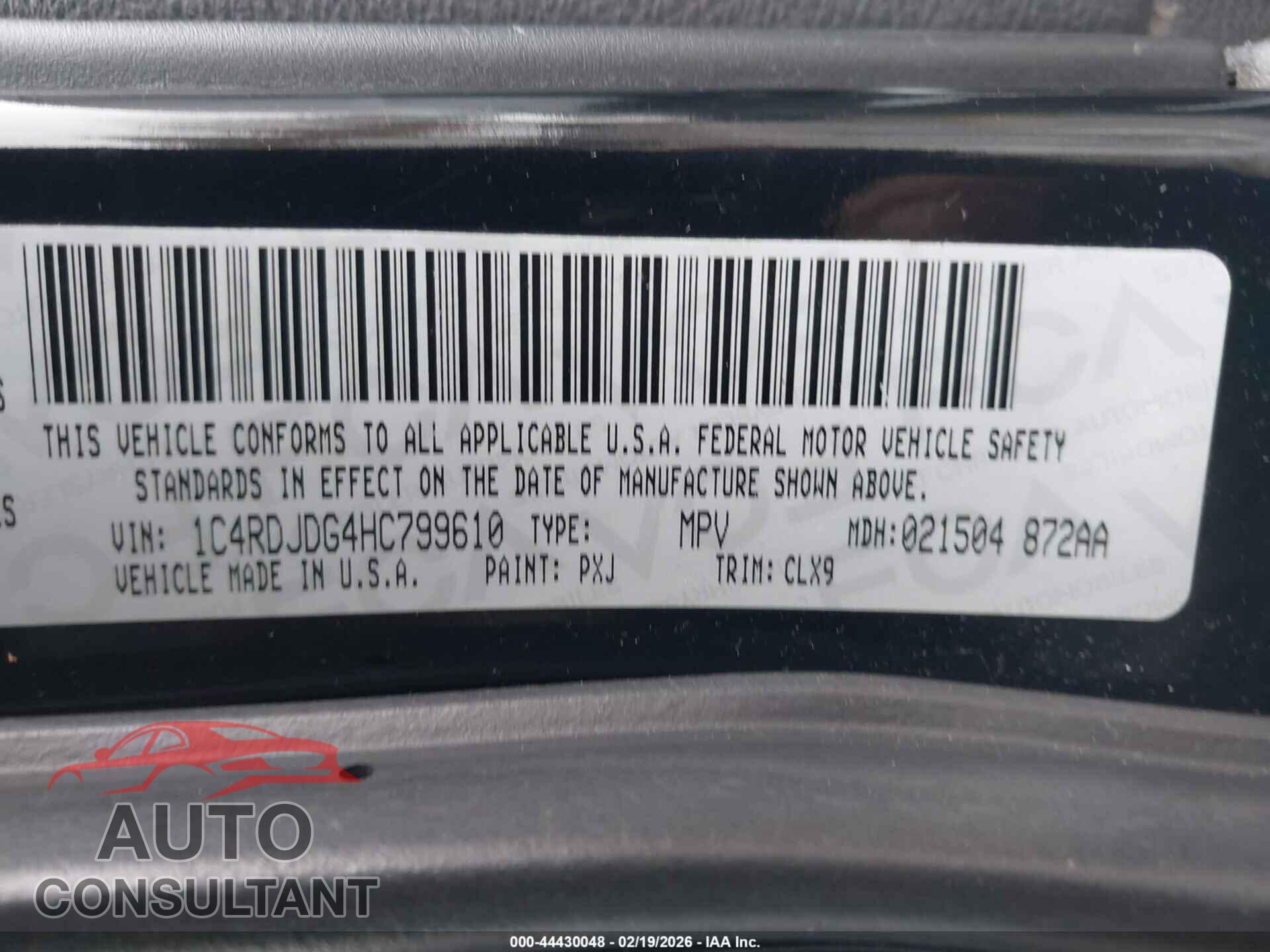 DODGE DURANGO 2017 - 1C4RDJDG4HC799610
