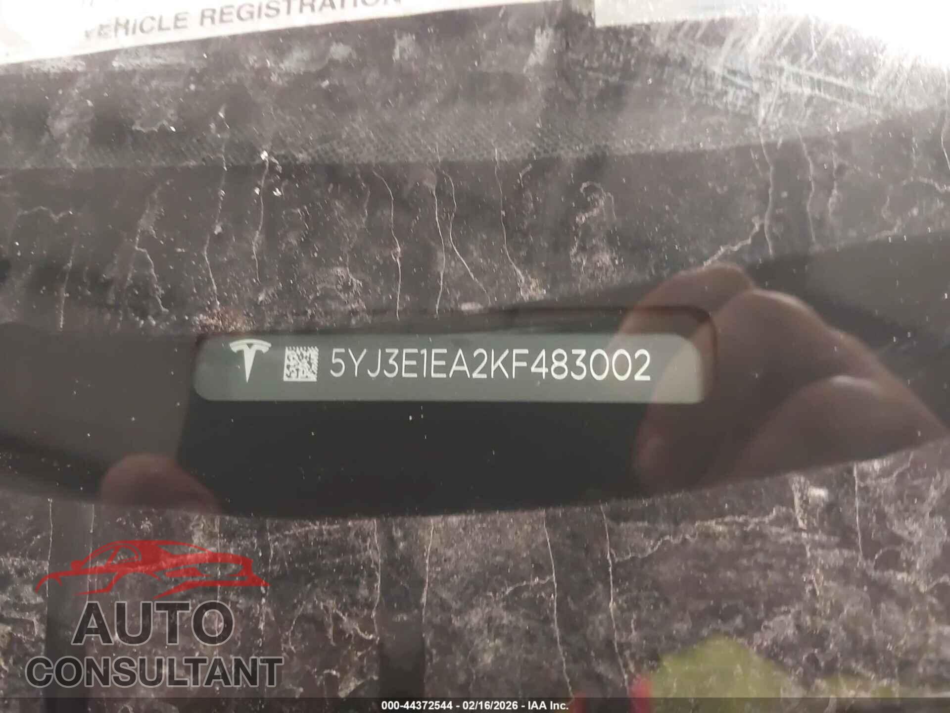 TESLA MODEL 3 2019 - 5YJ3E1EA2KF483002