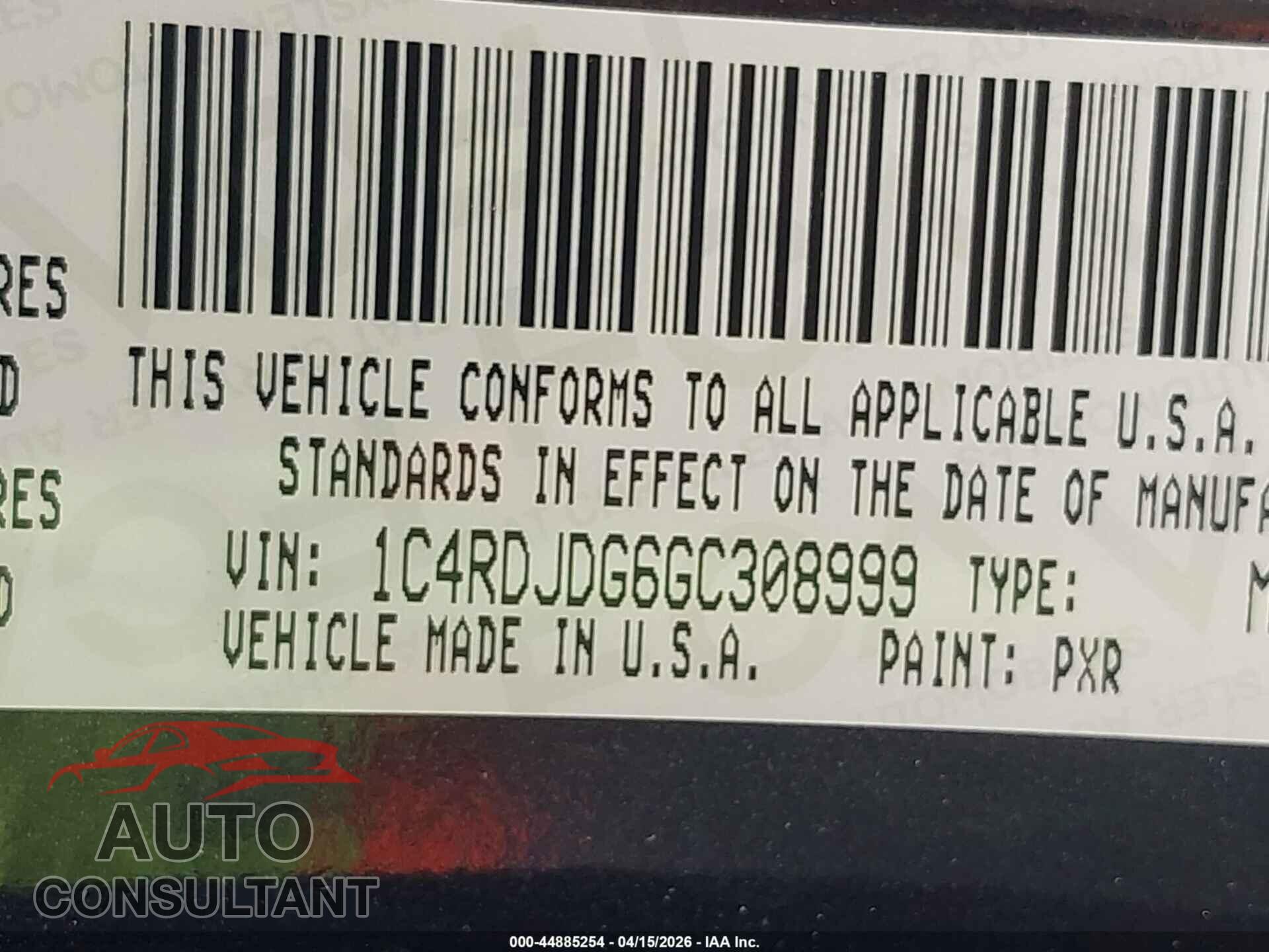 DODGE DURANGO 2016 - 1C4RDJDG6GC308999