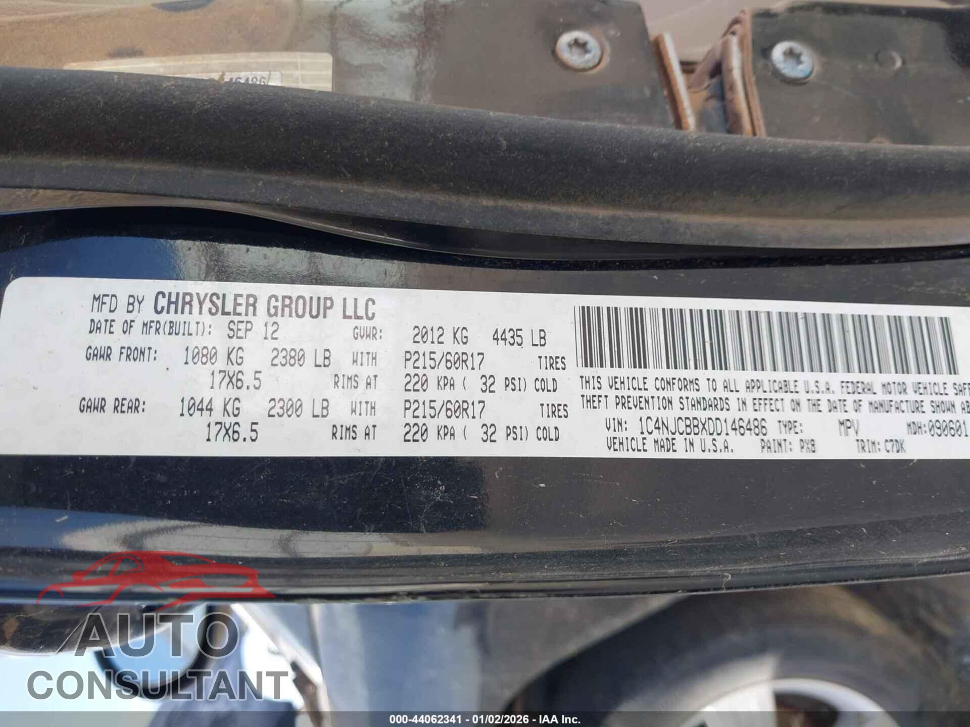 JEEP COMPASS 2013 - 1C4NJCBBXDD146486