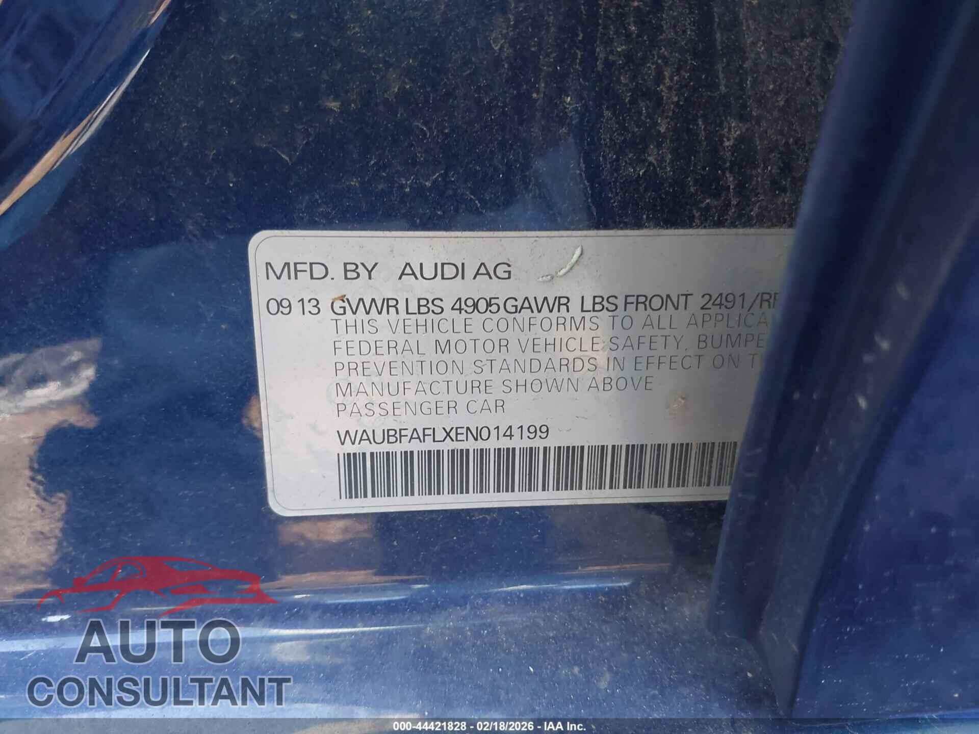 AUDI A4 2014 - WAUBFAFLXEN014199