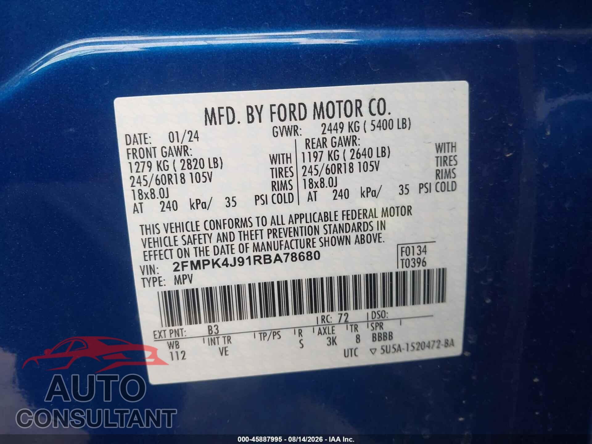 FORD EDGE 2024 - 2FMPK4J91RBA78680