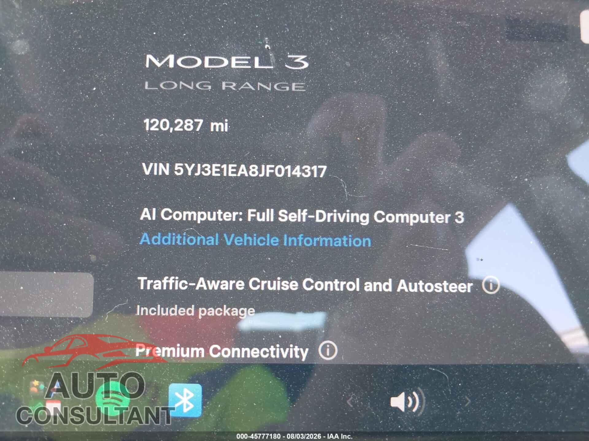 TESLA MODEL 3 2018 - 5YJ3E1EA8JF014317