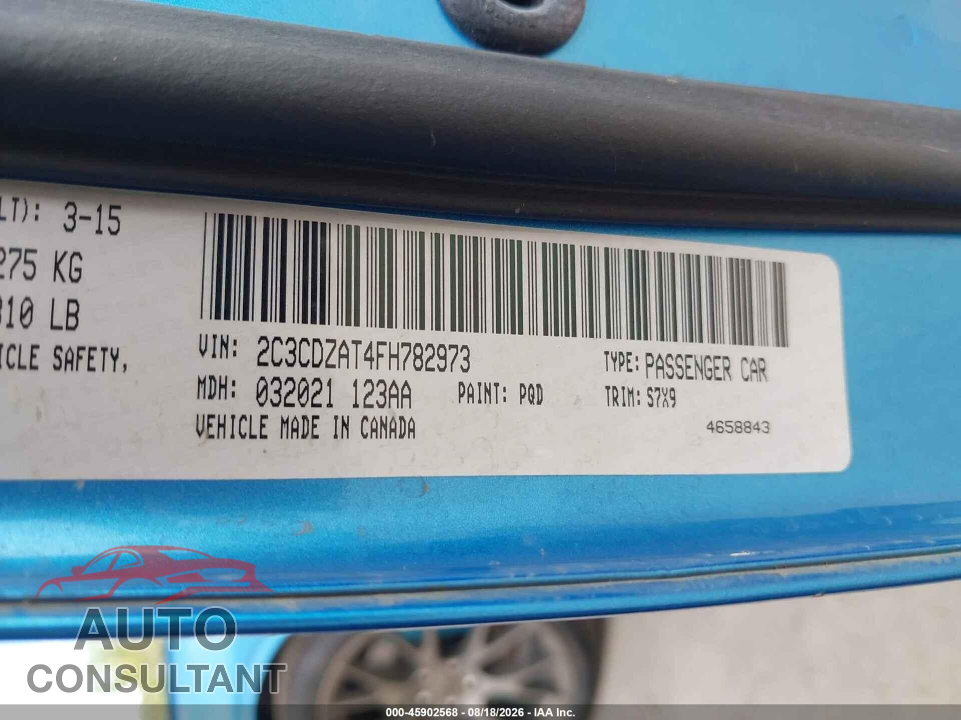 DODGE CHALLENGER 2015 - 2C3CDZAT4FH782973