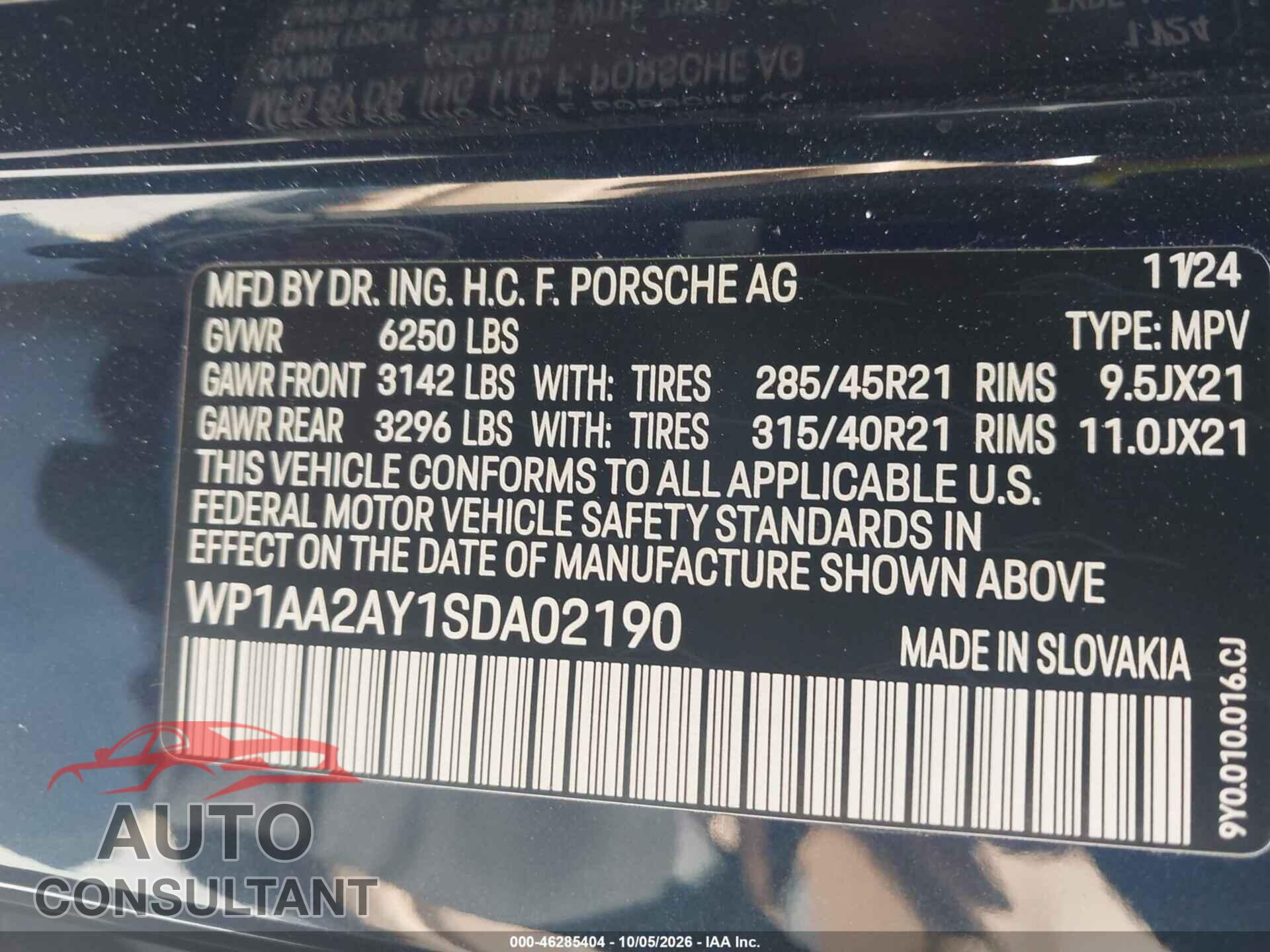 PORSCHE CAYENNE 2025 - WP1AA2AY1SDA02190