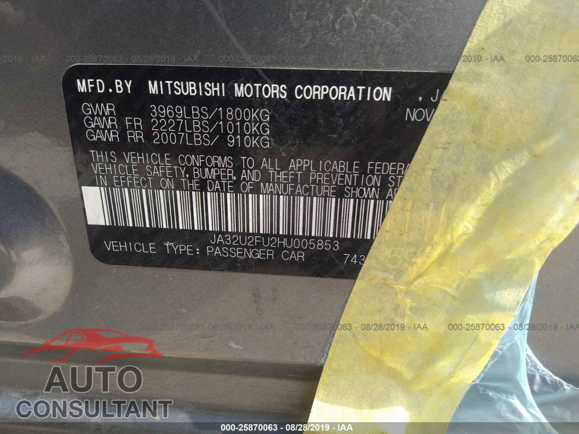 MITSUBISHI LANCER 2017 - JA32U2FU2HU005853