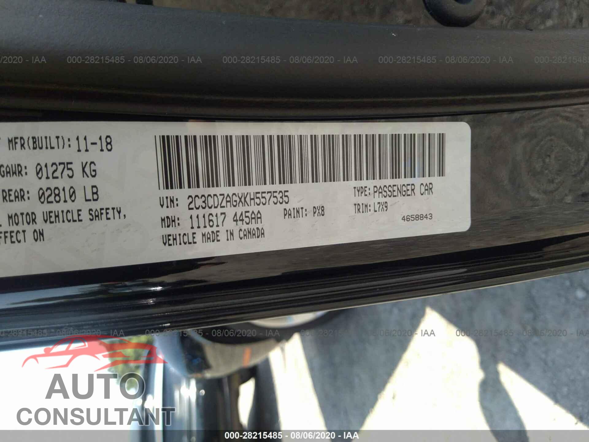 DODGE CHALLENGER 2019 - 2C3CDZAGXKH557535