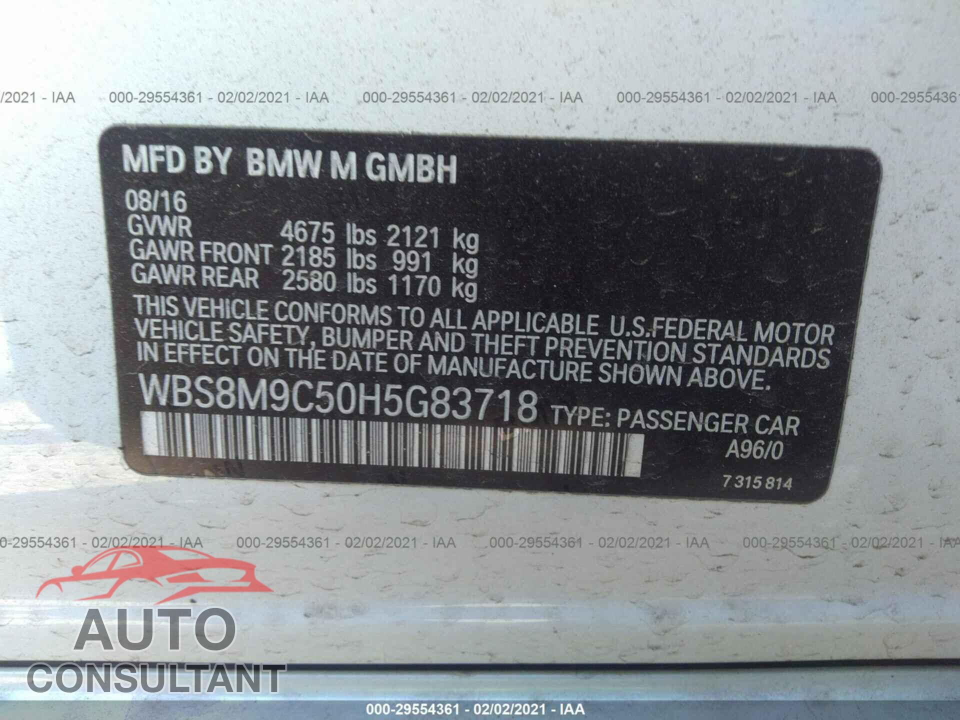BMW M3 2017 - WBS8M9C50H5G83718
