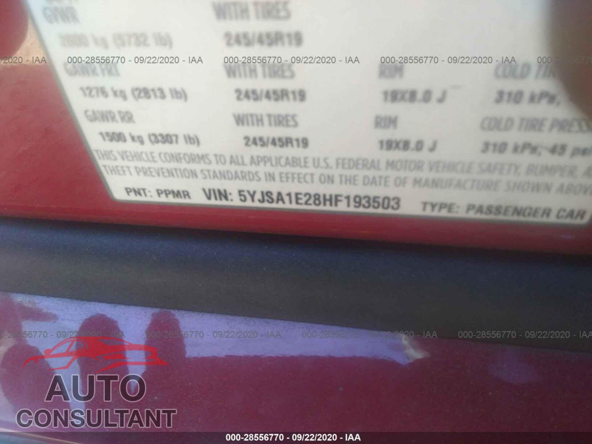 TESLA MODEL S 2017 - 5YJSA1E28HF193503