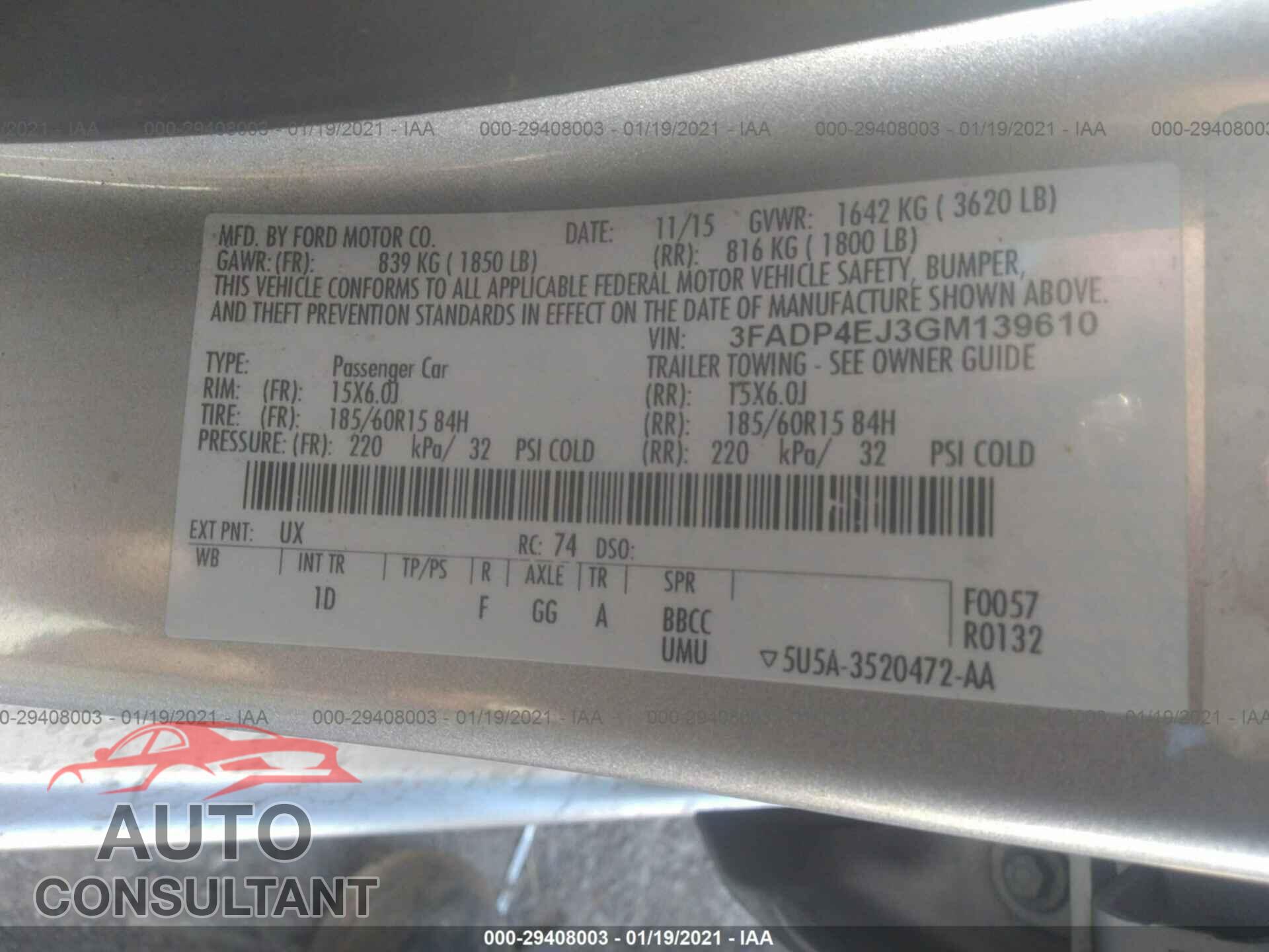 FORD FIESTA 2016 - 3FADP4EJ3GM139610
