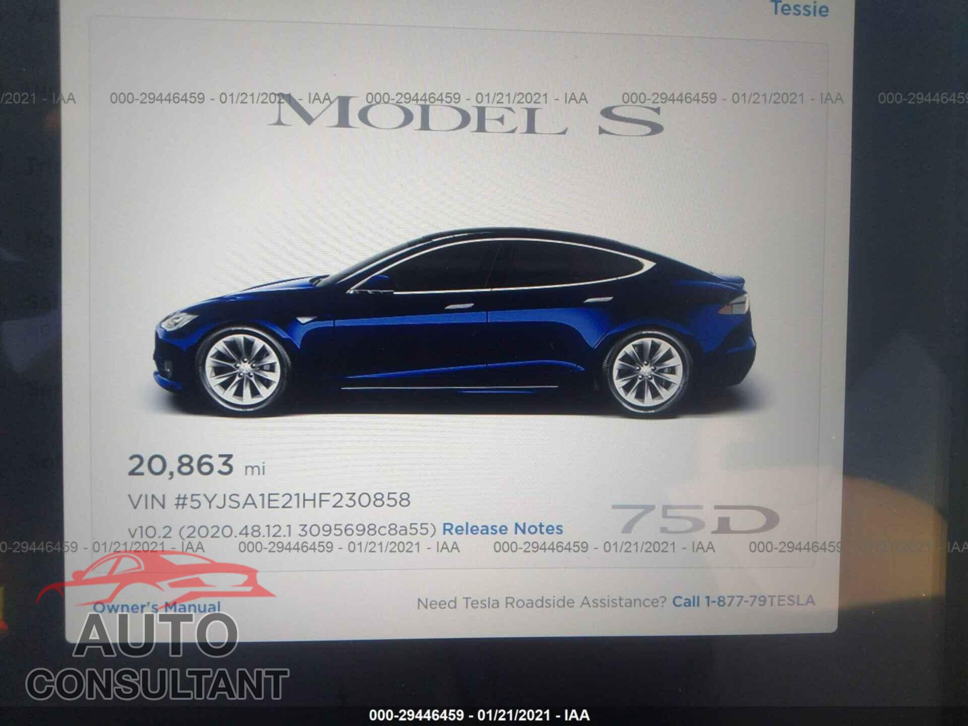 TESLA MODEL S 2017 - 5YJSA1E21HF230858