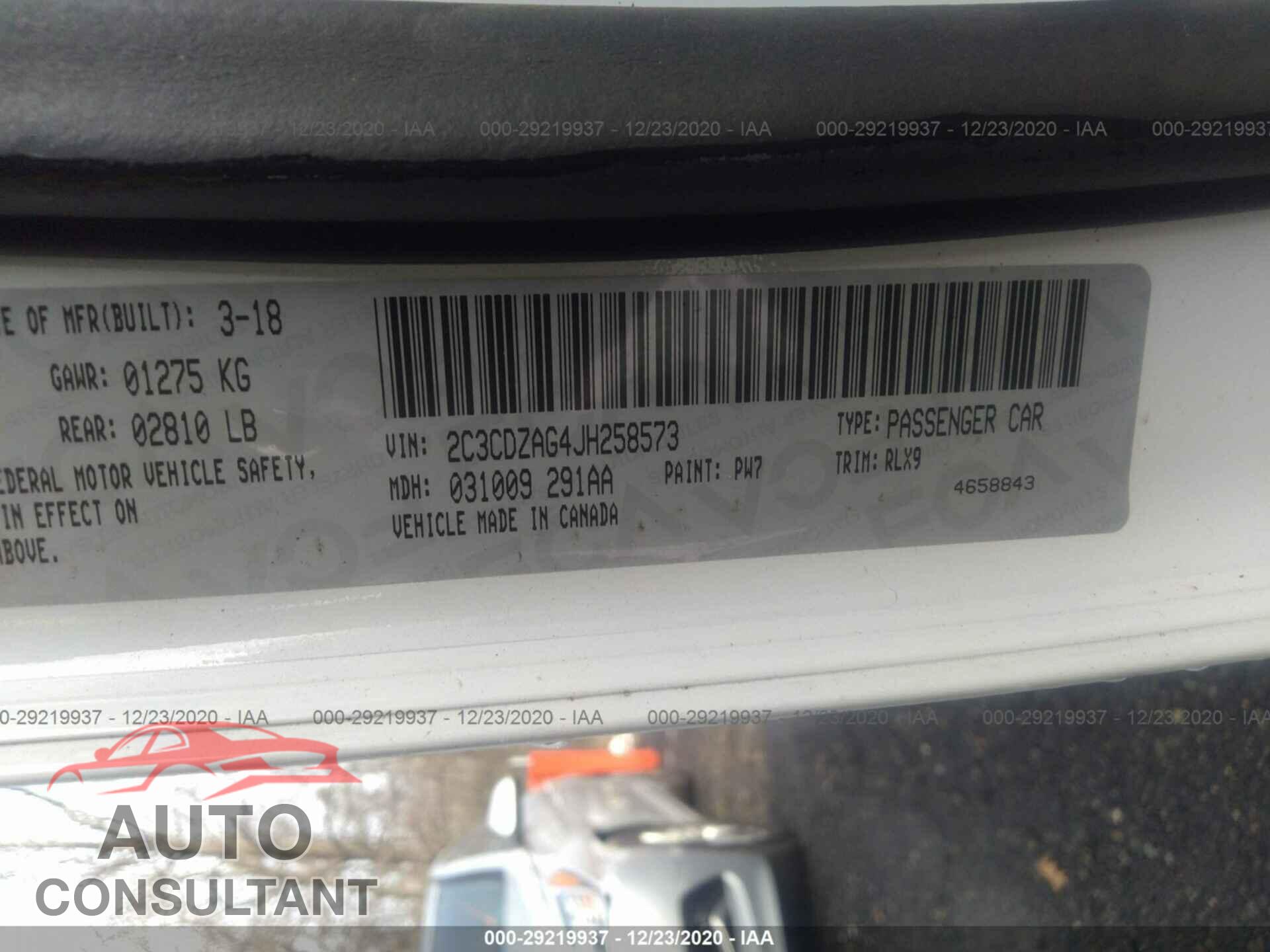 DODGE CHALLENGER 2018 - 2C3CDZAG4JH258573