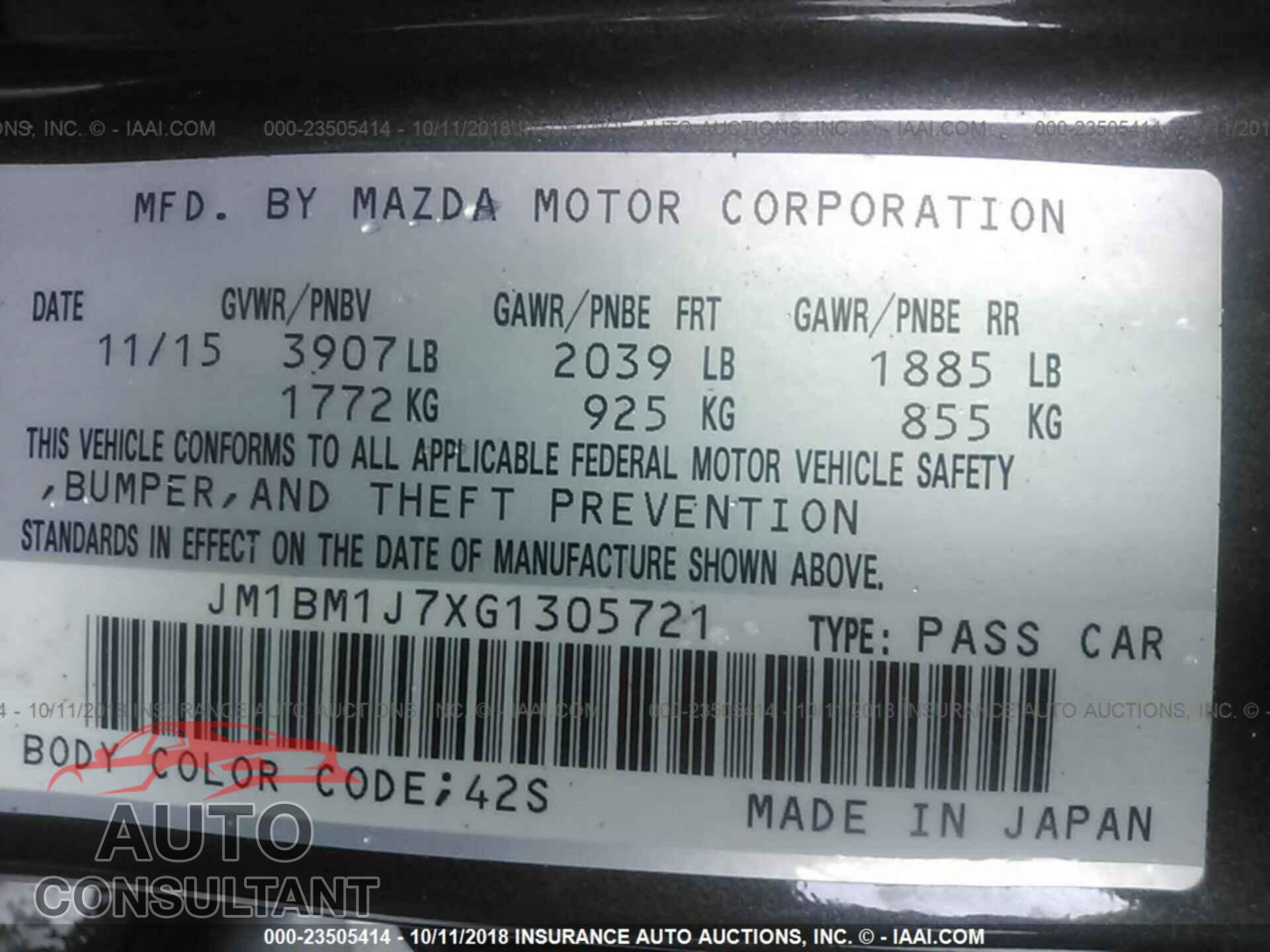 MAZDA 3 2016 - JM3KFABM3K0690799
