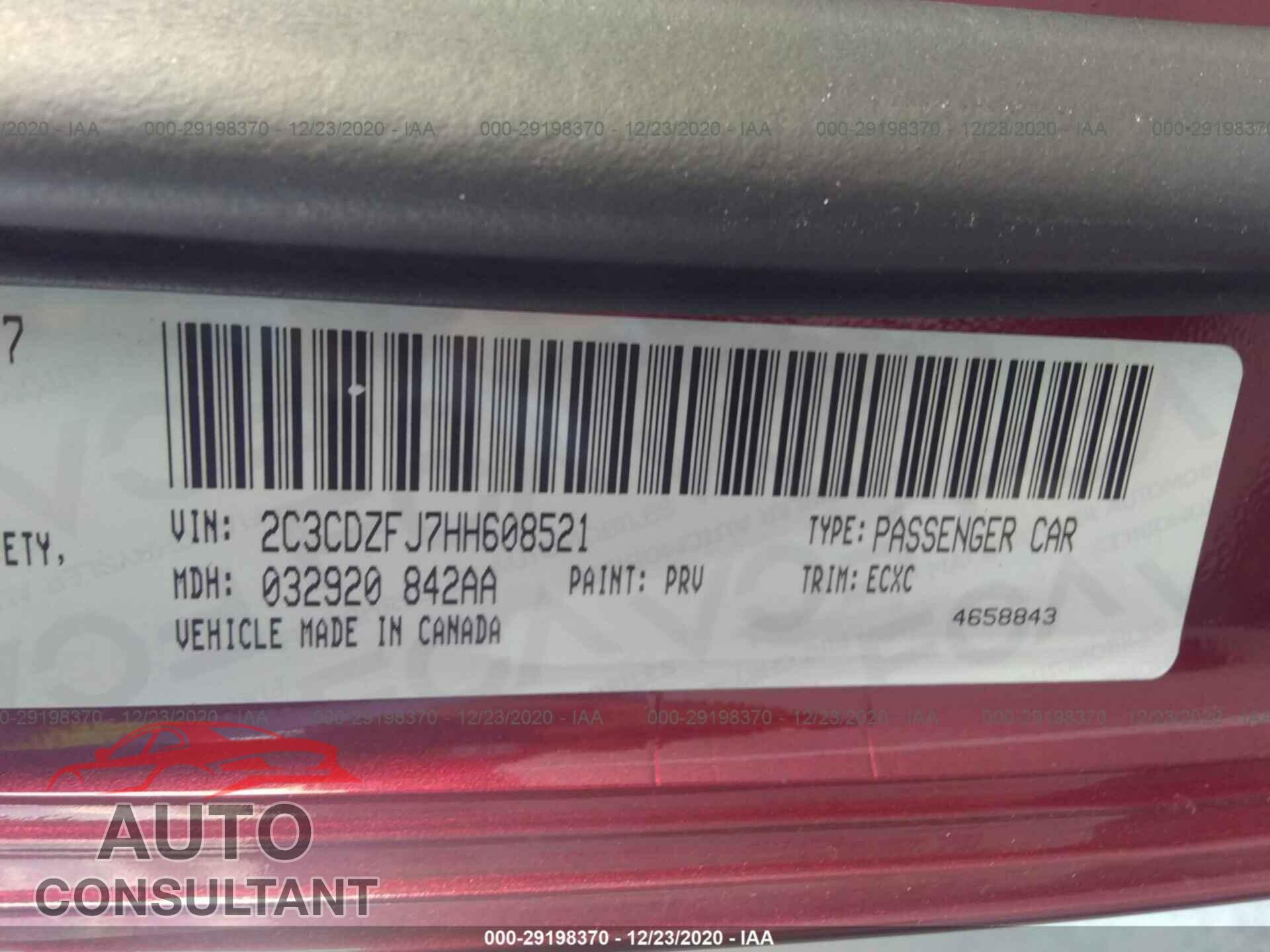 DODGE CHALLENGER 2017 - 2C3CDZFJ7HH608521