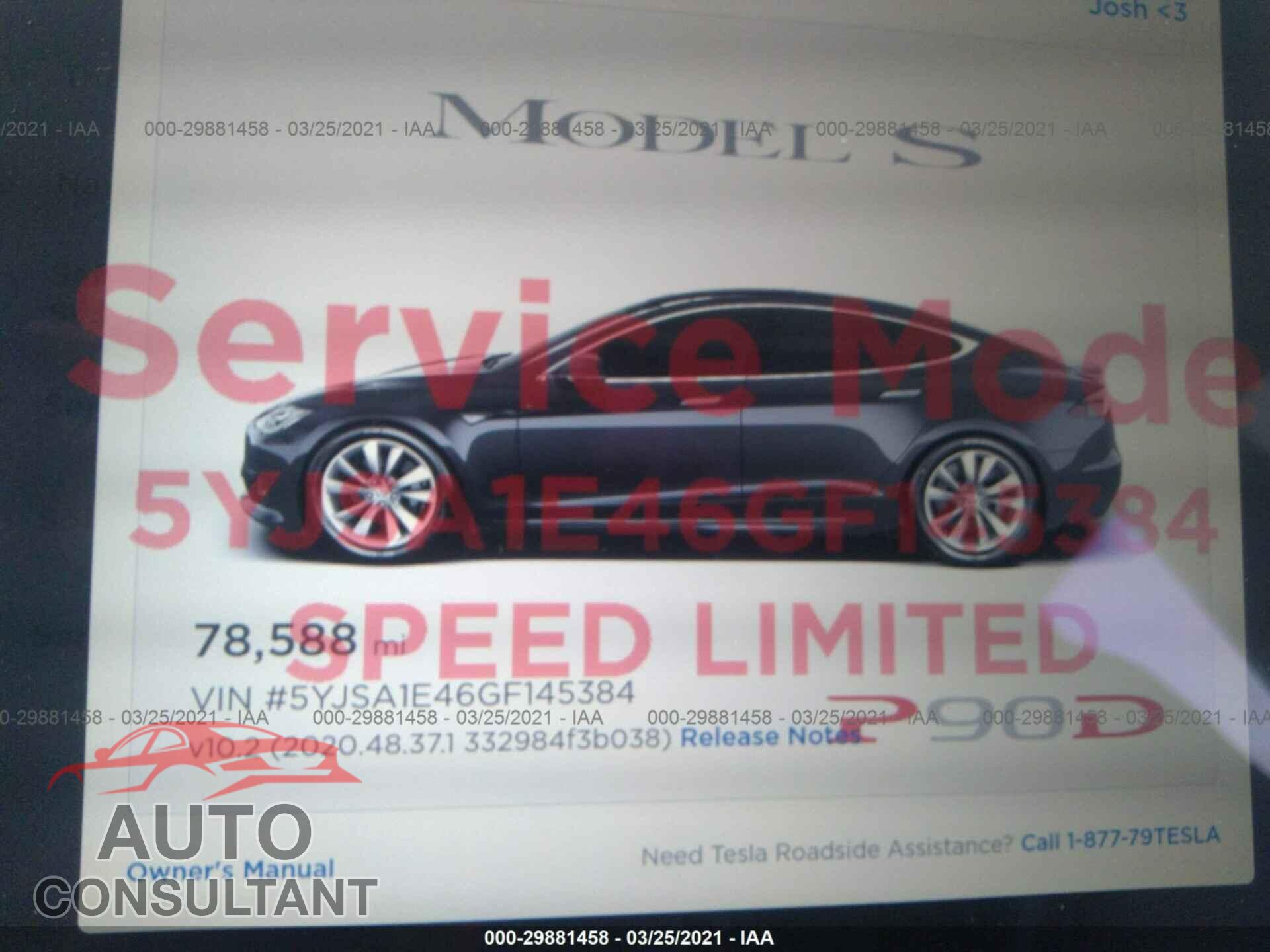 TESLA MODEL S 2016 - 5YJSA1E46GF145384