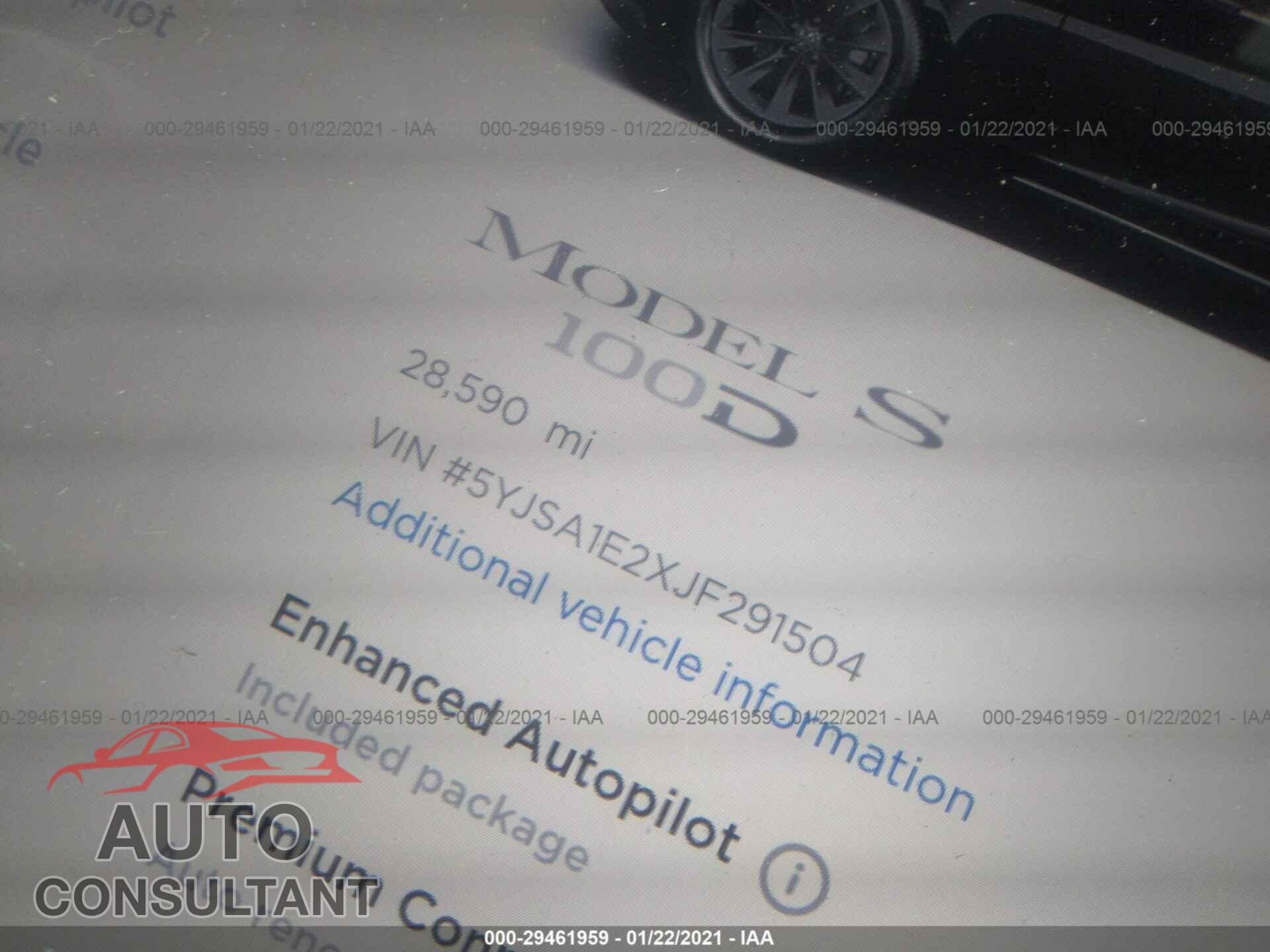 TESLA MODEL S 2018 - 5YJSA1E2XJF291504