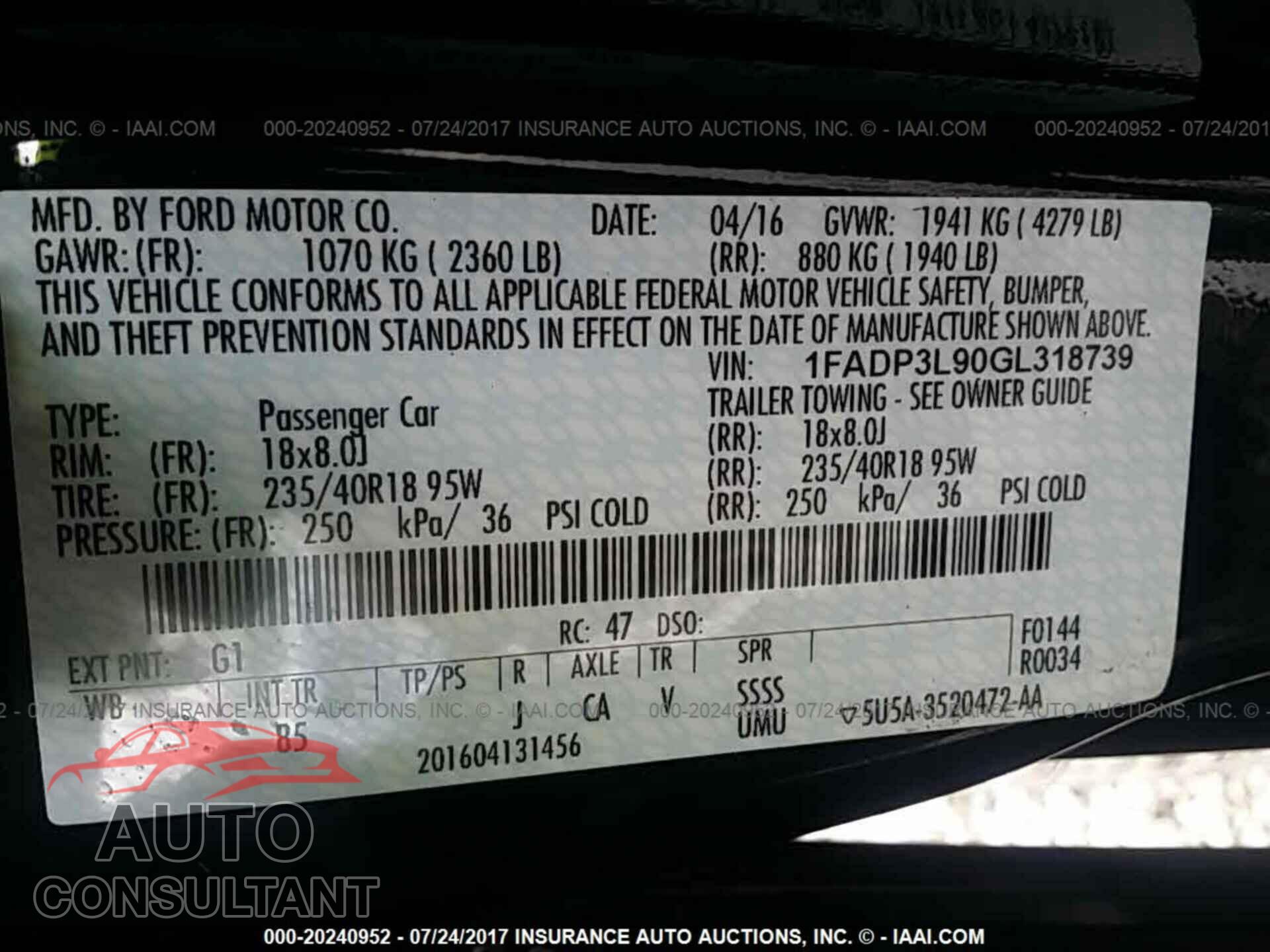 Ford Focus 2016 - 1FADP3L90GL318739