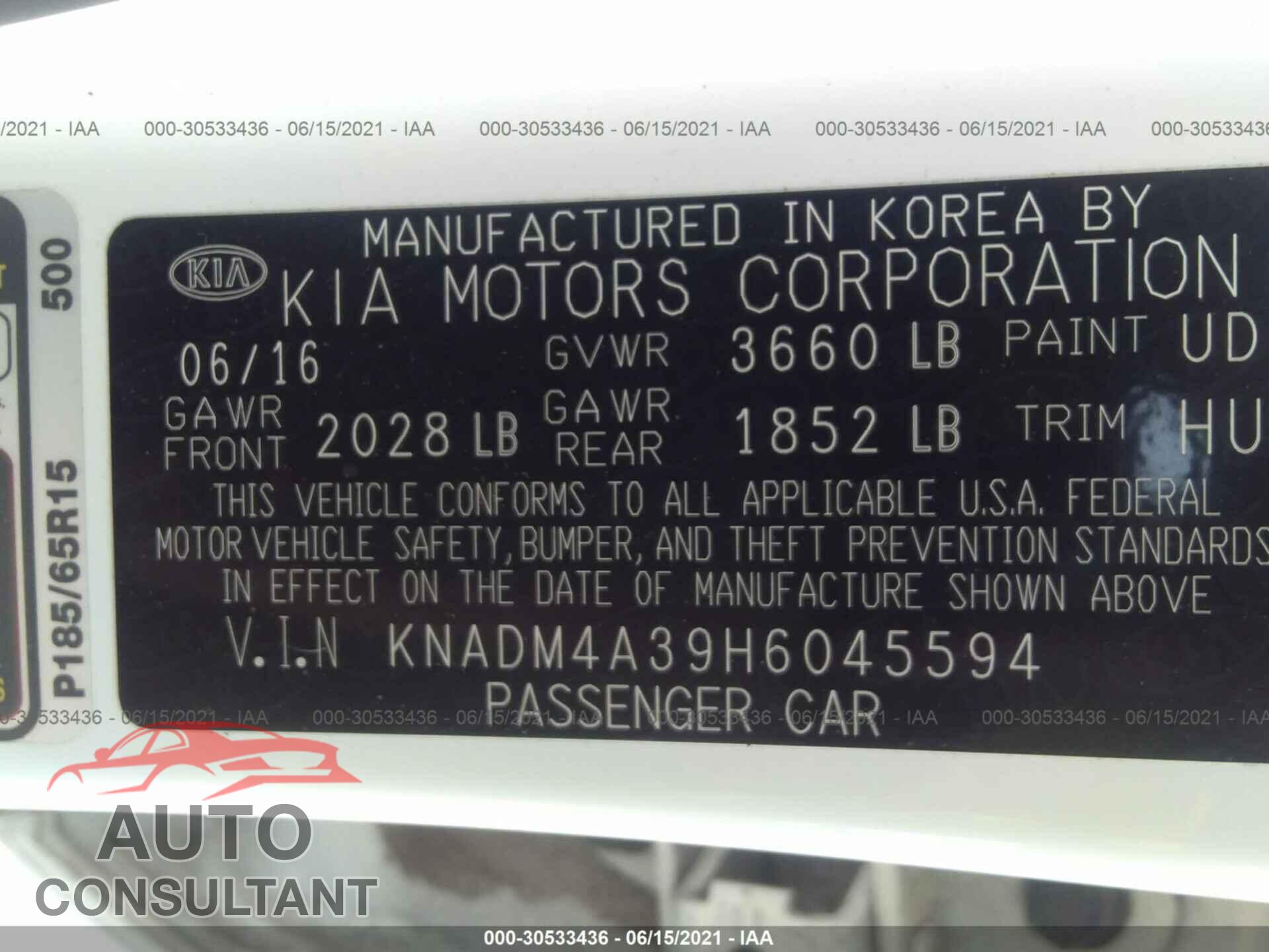 KIA RIO 2017 - KNADM4A39H6045594