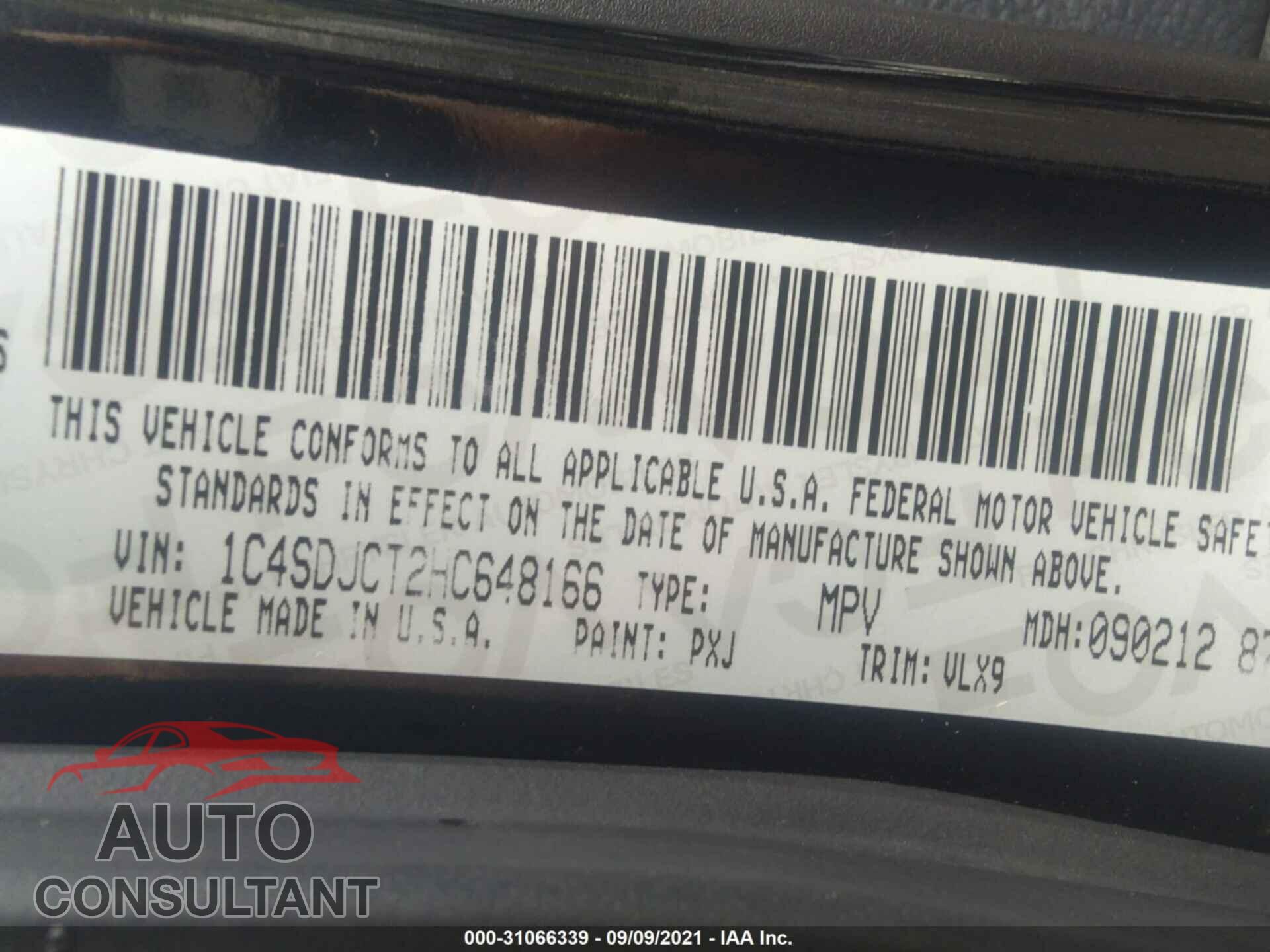 DODGE DURANGO 2017 - 1C4SDJCT2HC648166