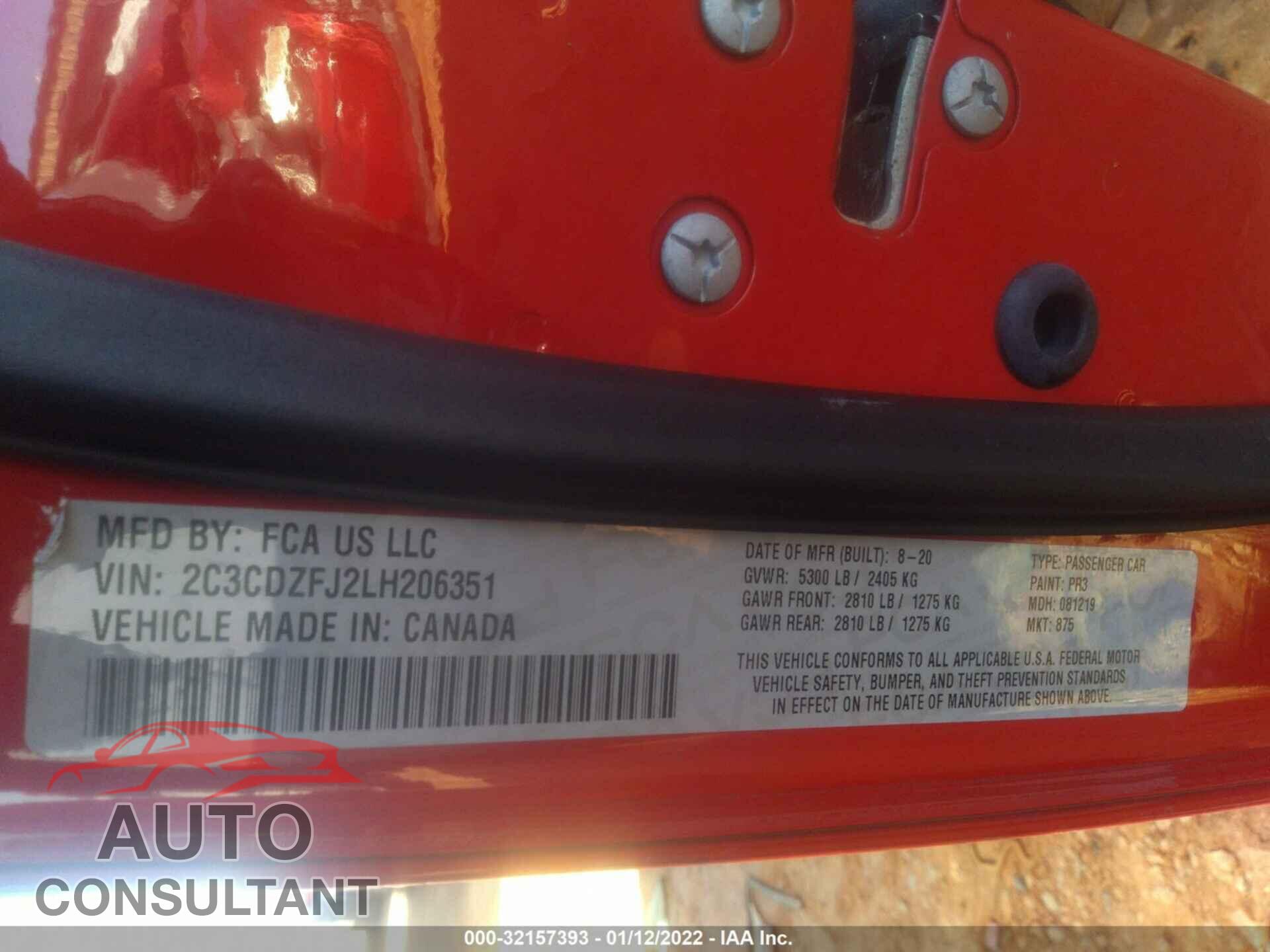 DODGE CHALLENGER 2020 - 2C3CDZFJ2LH206351