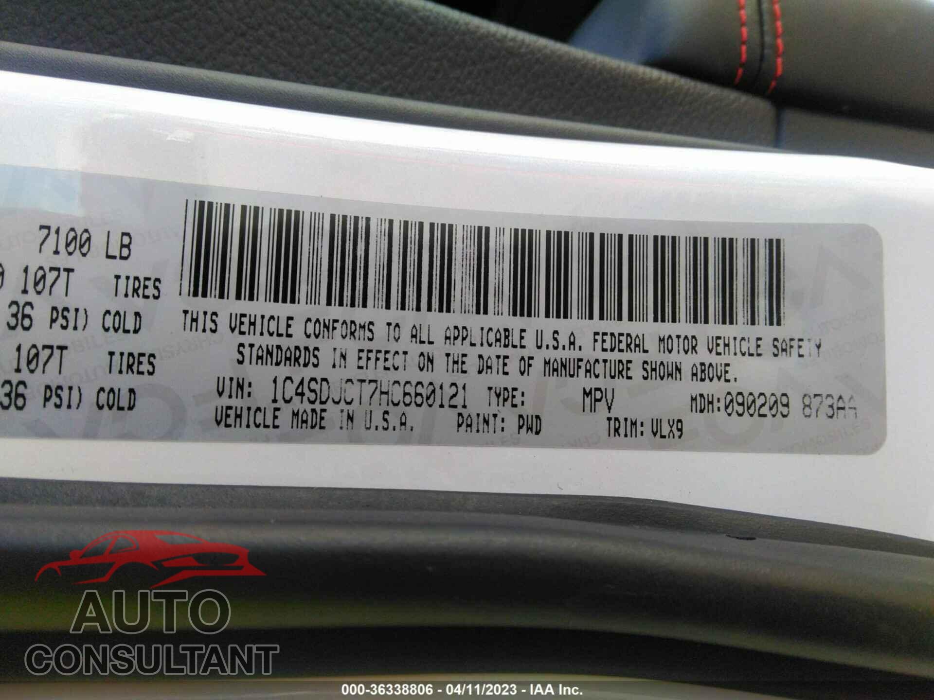 DODGE DURANGO 2017 - 1C4SDJCT7HC660121