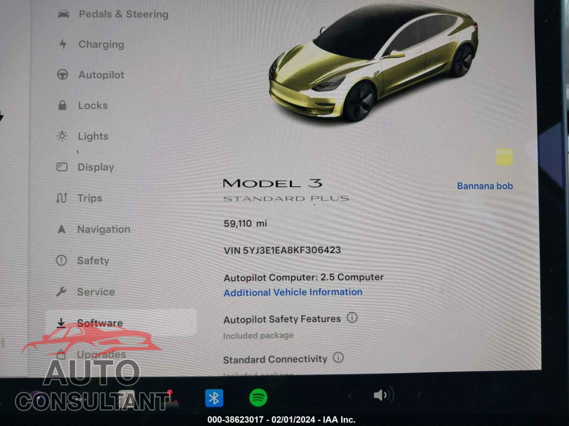 TESLA MODEL 3 2019 - 5YJ3E1EA8KF306423